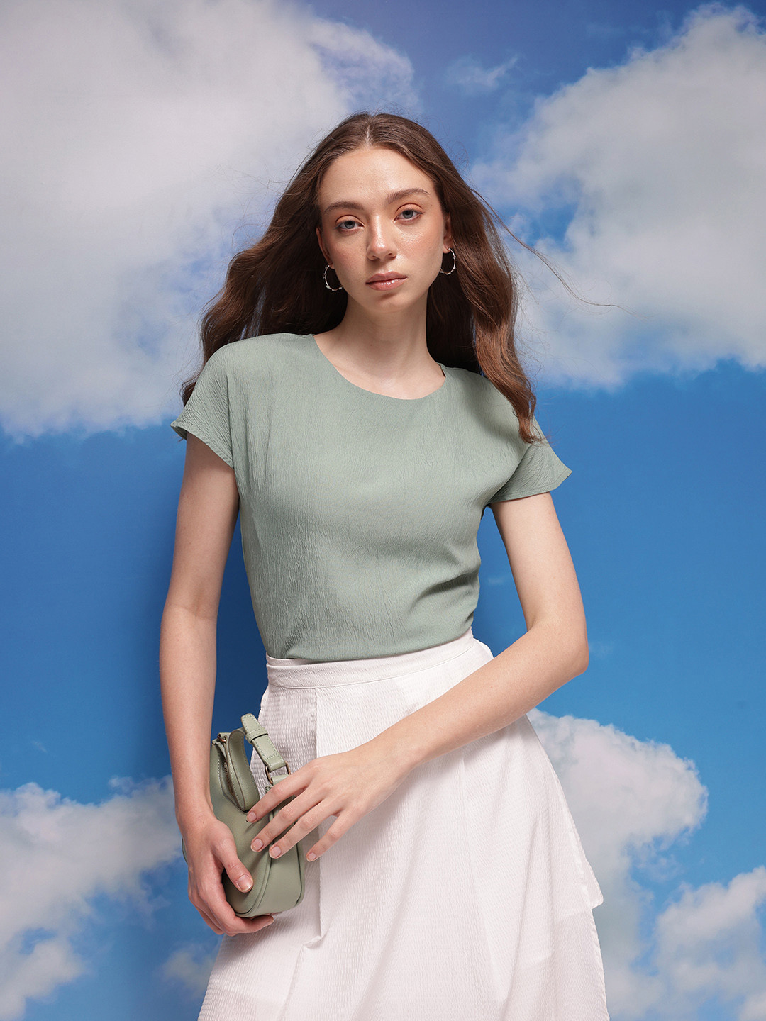 

CORSICA Textured Top, Green