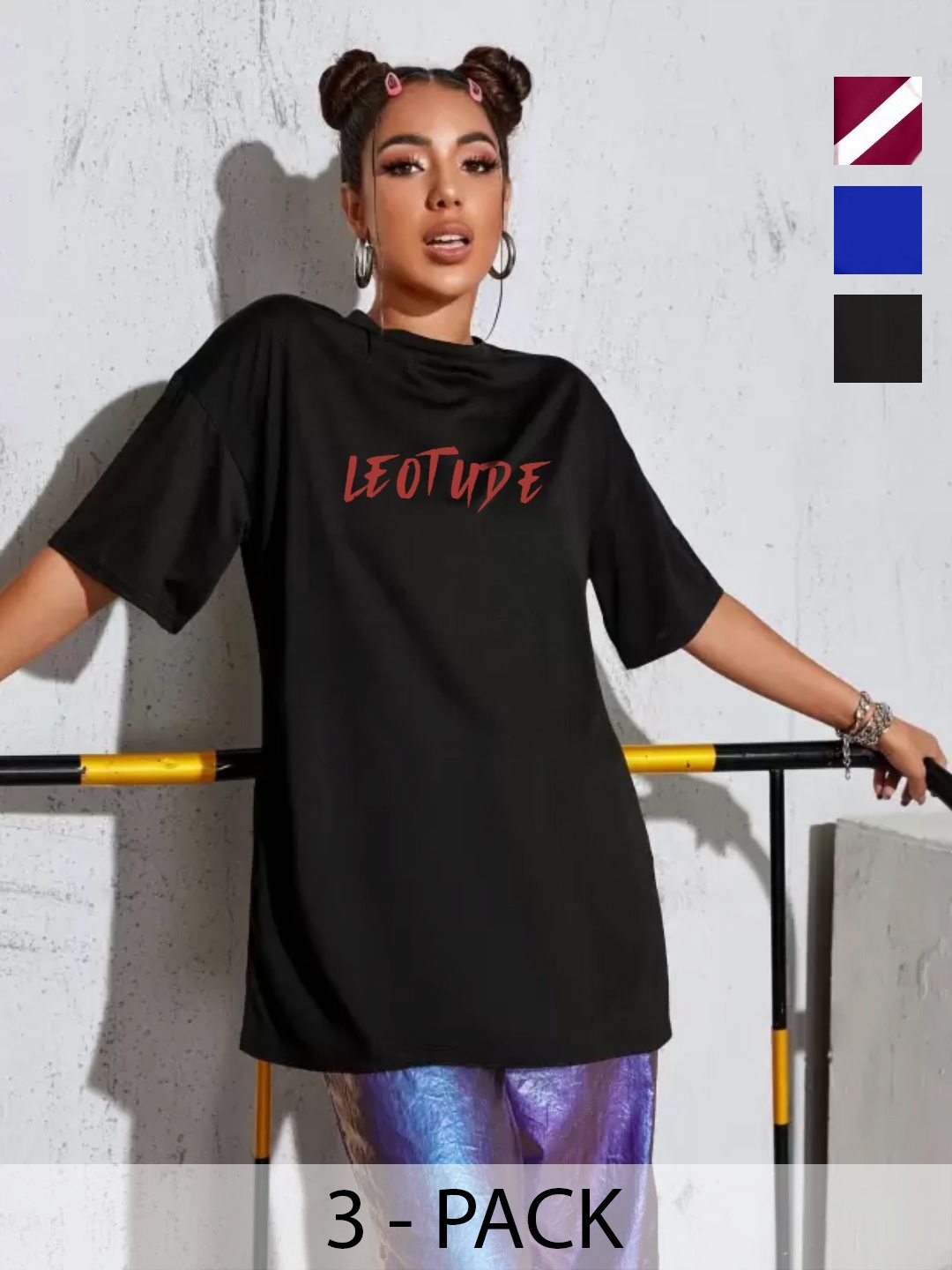 

Leotude Women 3 Printed T-shirt, Multi