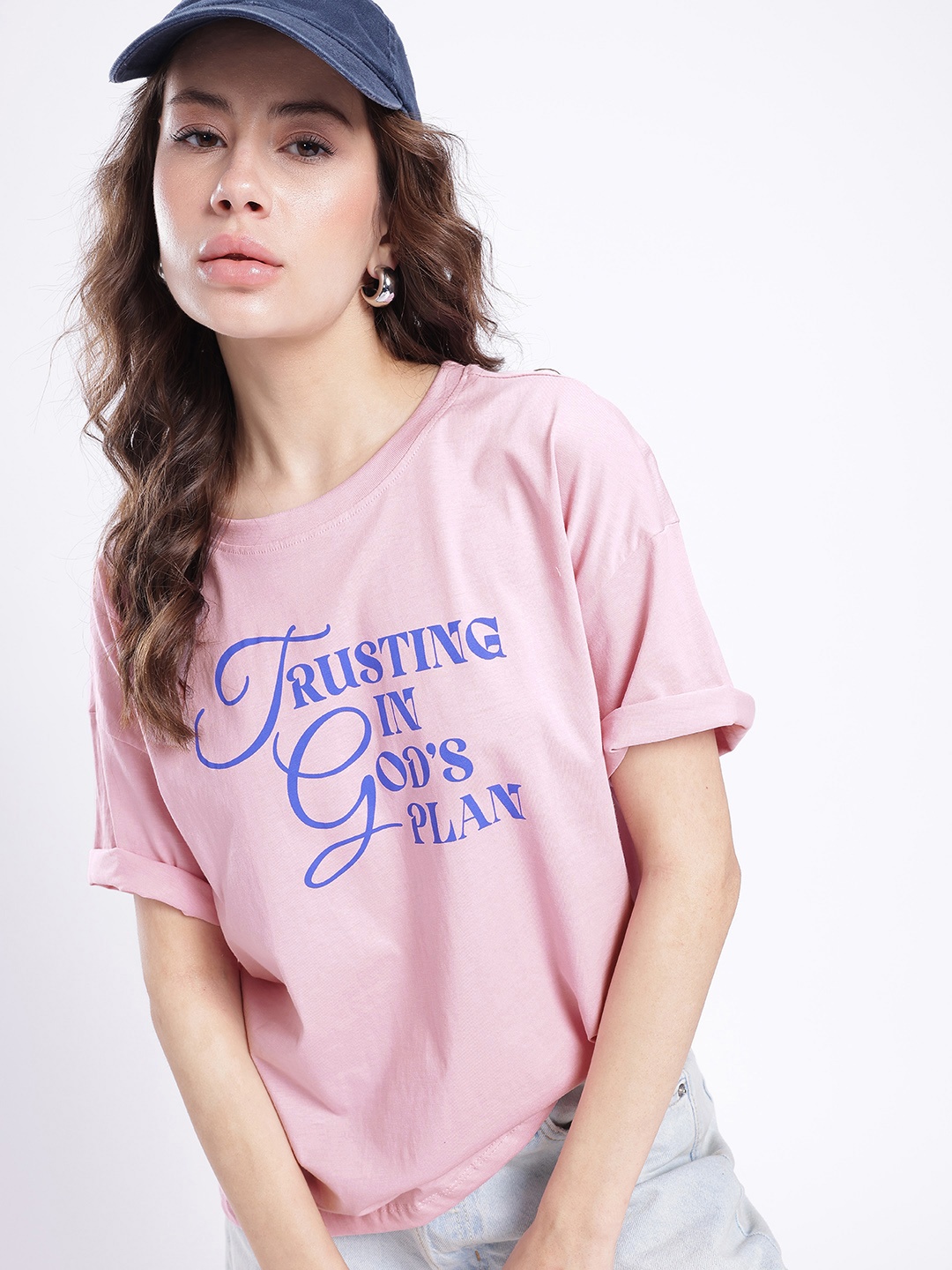 

glitchez Street Savvy Printed Oversized T-shirt, Pink