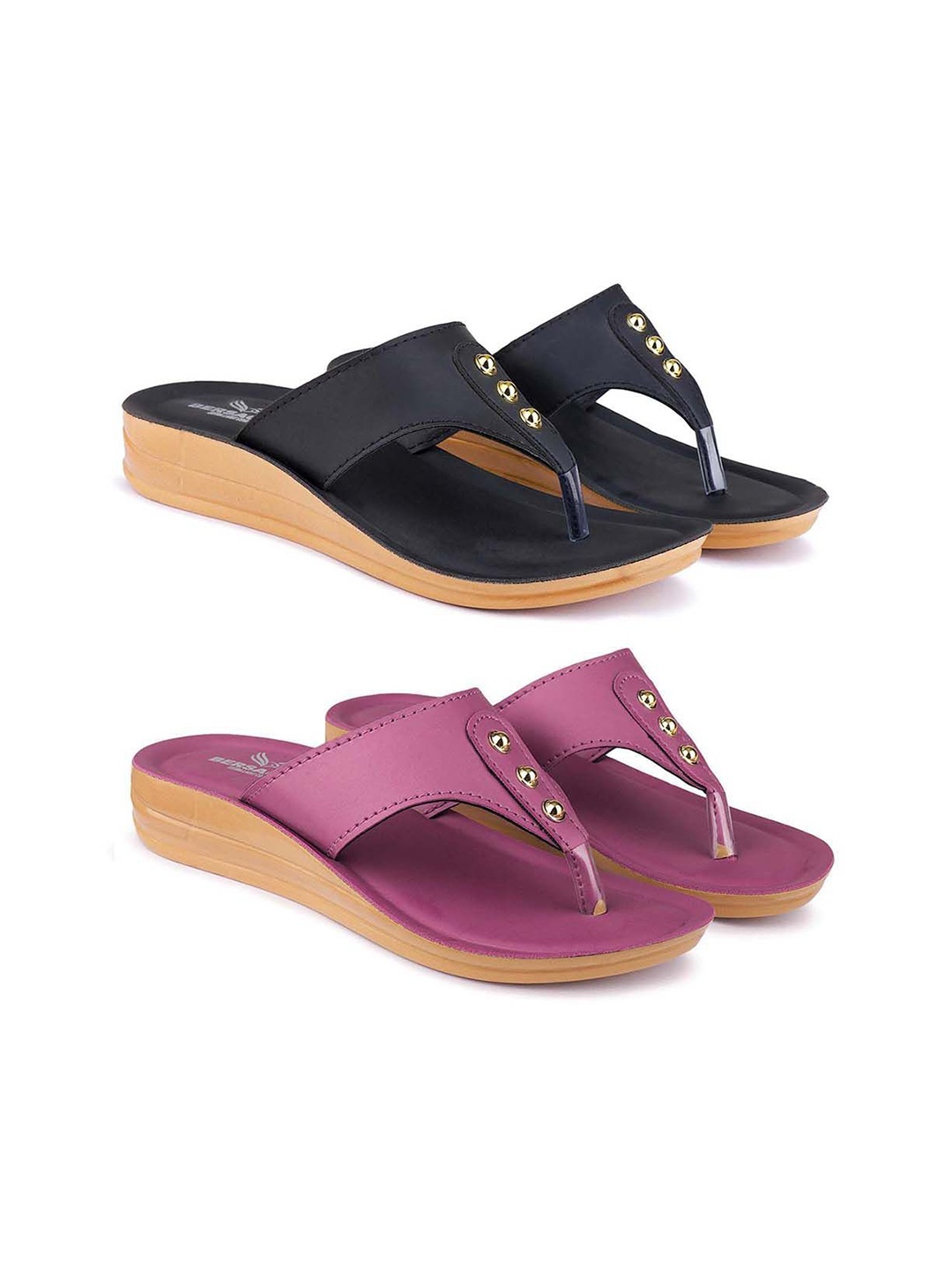 

BERSACHE Women Open Toe Flats, Black