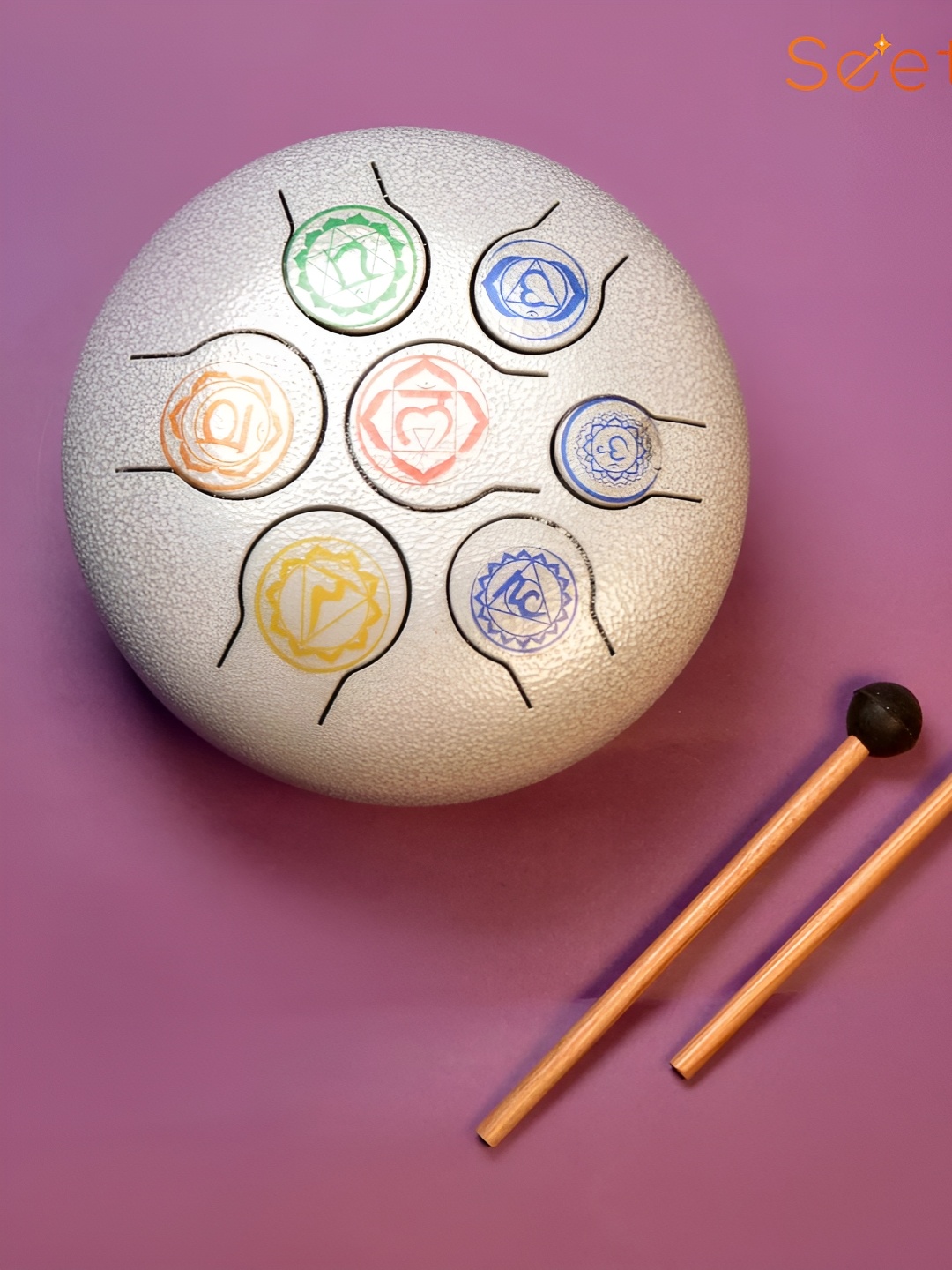 

Seetara White & Red Small 7 Chakra Harmony Drum For Energy Healing