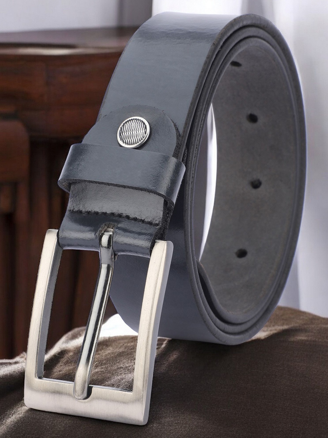 

WROGN Men Leather Formal Belt, Blue