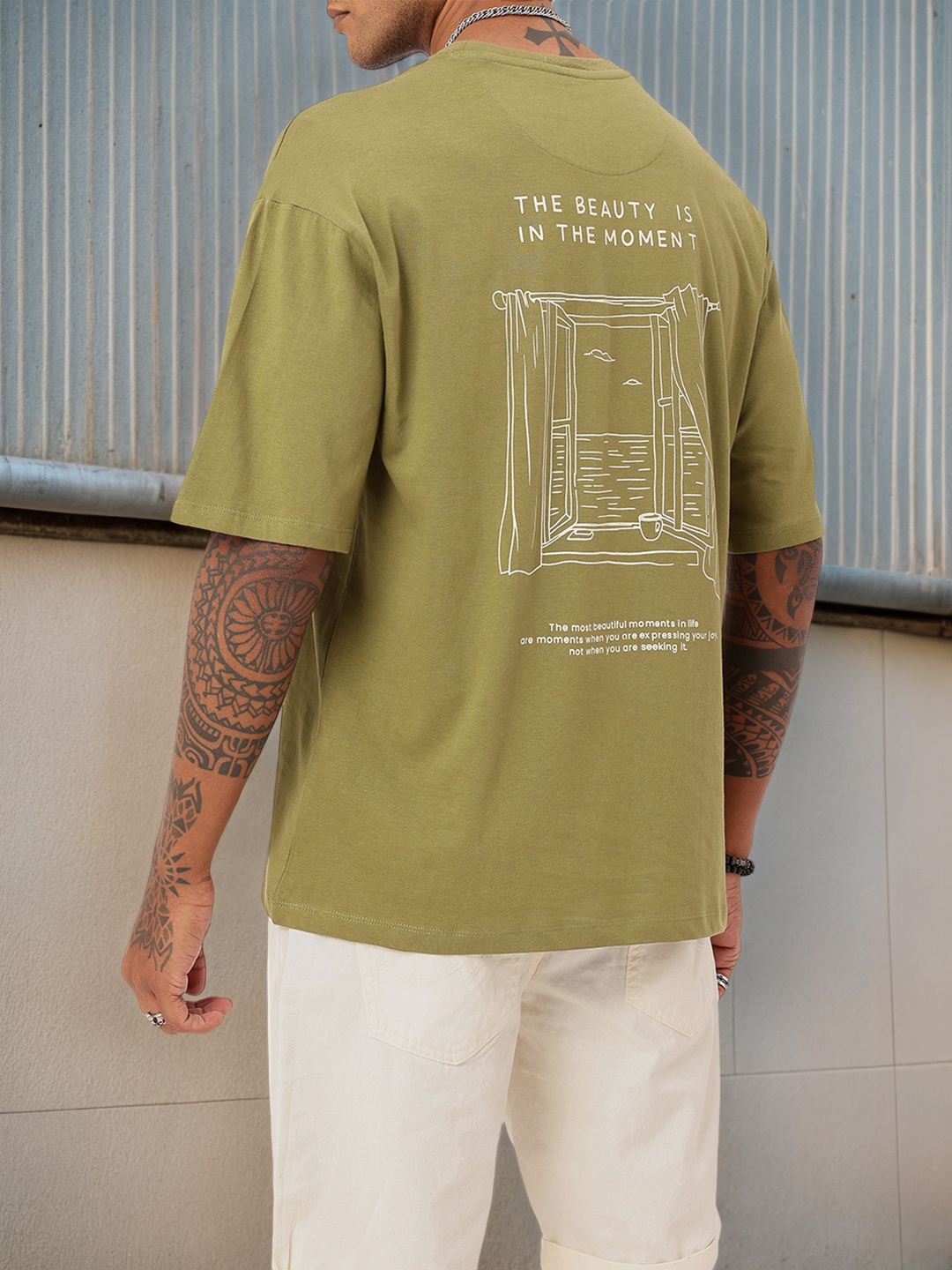 

Kook N Keech Urban Instant Grace Printed Oversized T-shirt, Olive