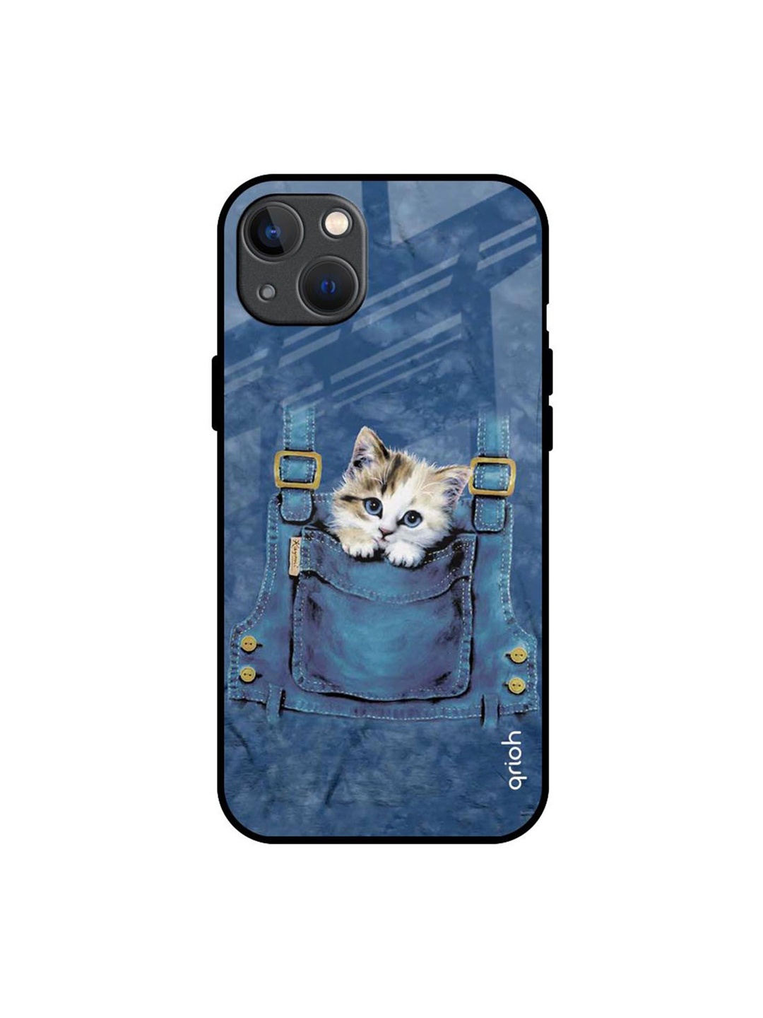 

QRIOH Quirky Printed iPhone 13 Mini Back Case Mobile Accessories, Blue