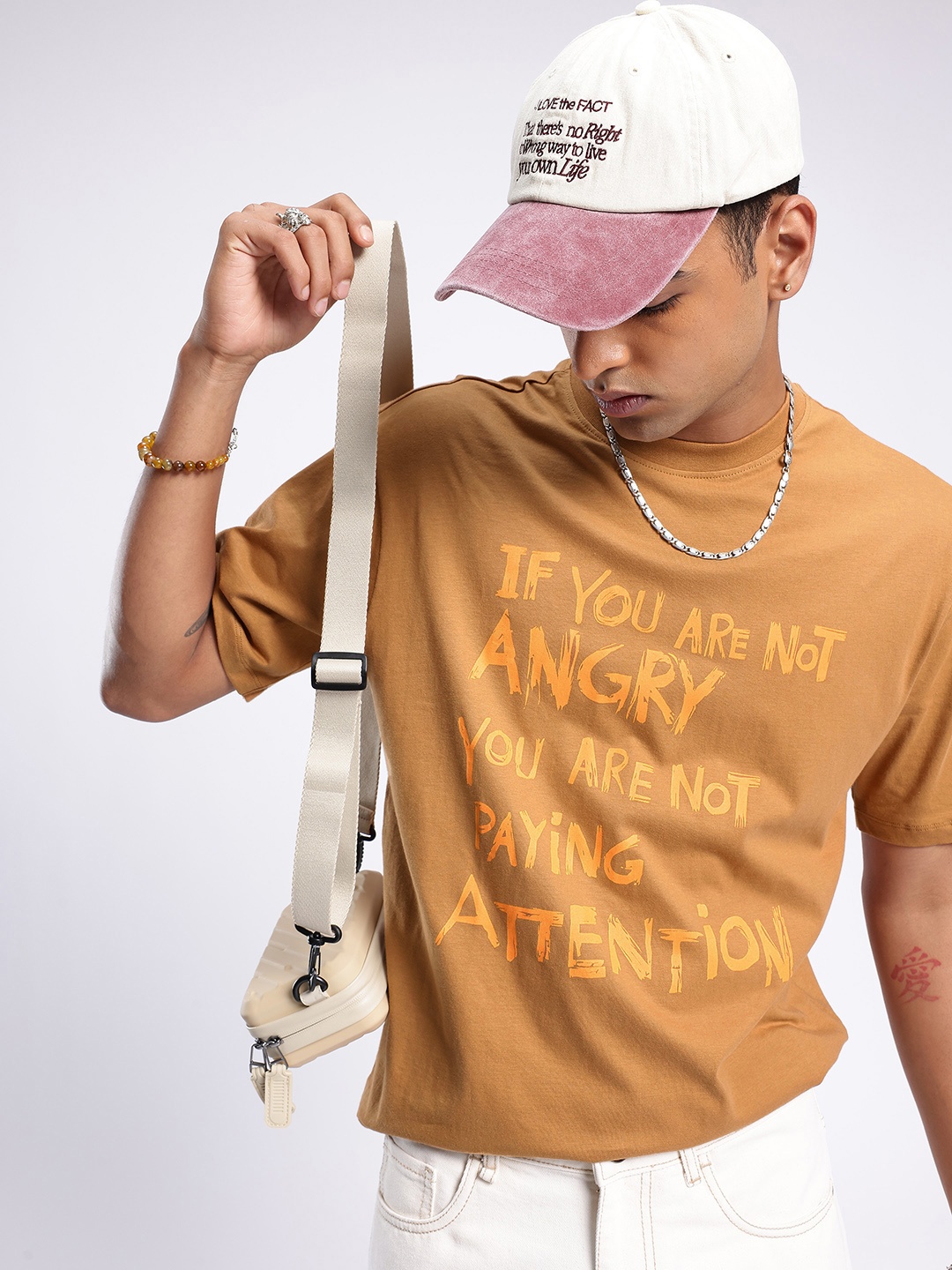 

glitchez Downtown Dope Printed Oversized T-shirt, Brown