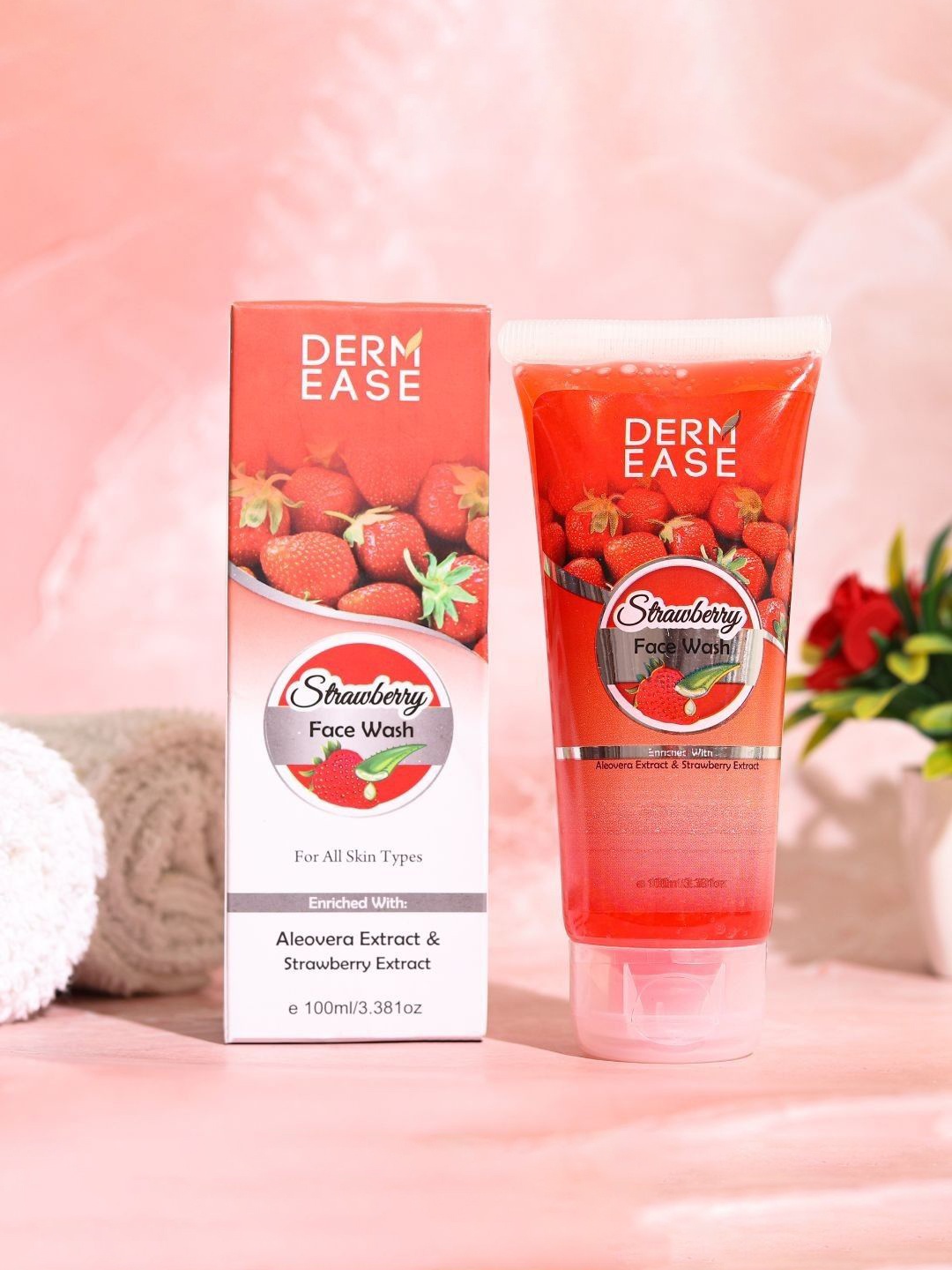 

DERMEASE Strawberry Face Wash For Moisturization With Aloevera Extract - 100 ml, Red