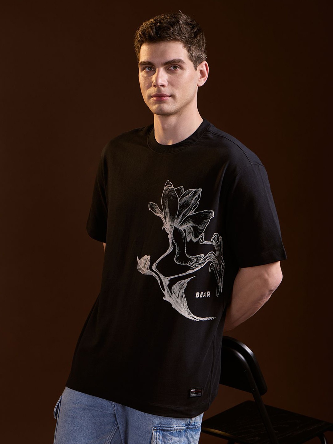 

THE BEAR HOUSE Men Printed T-shirt, Black