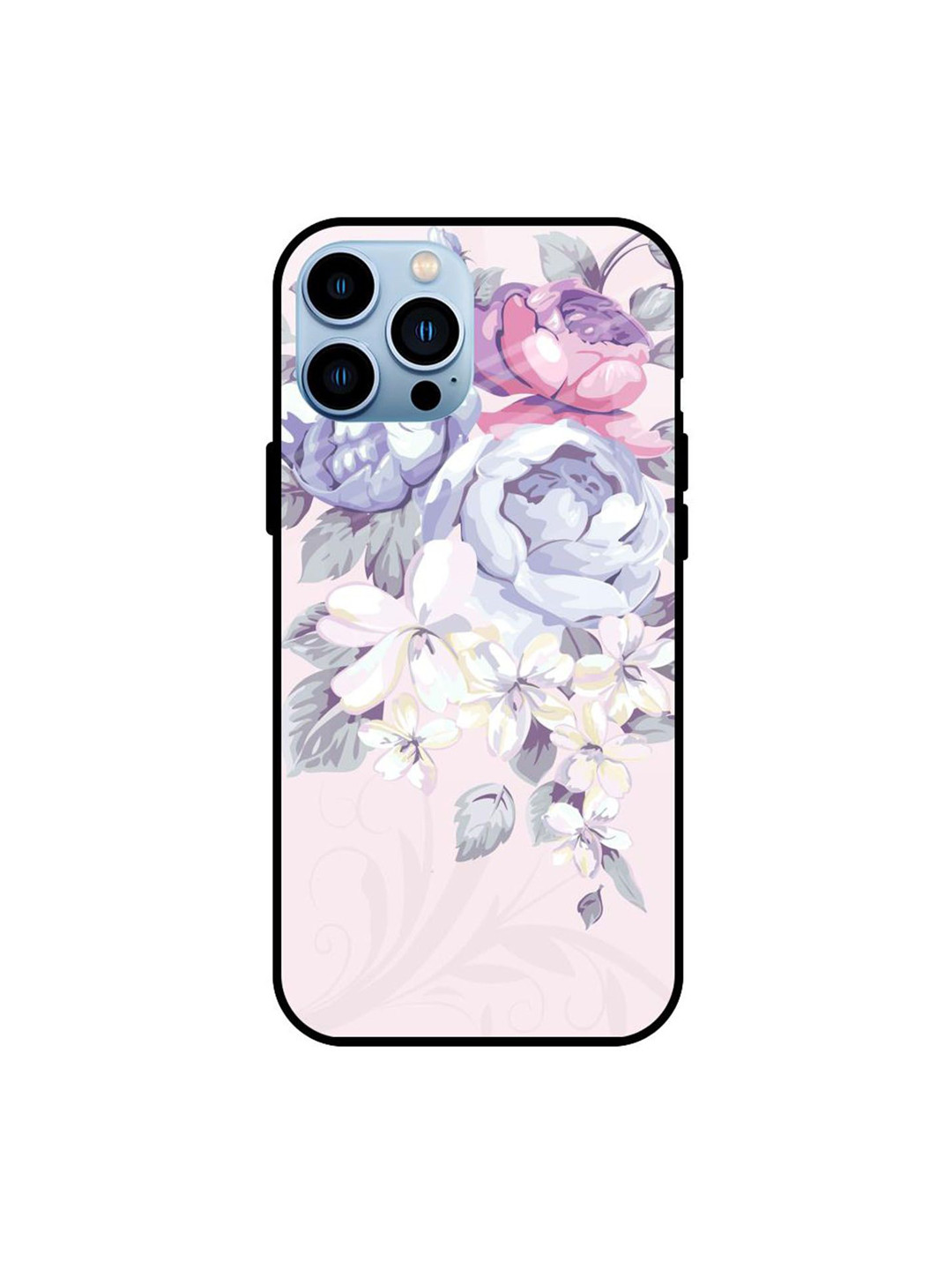 

QRIOH Floral Printed iPhone 13 Pro Max Back Case Mobile Accessories, Pink