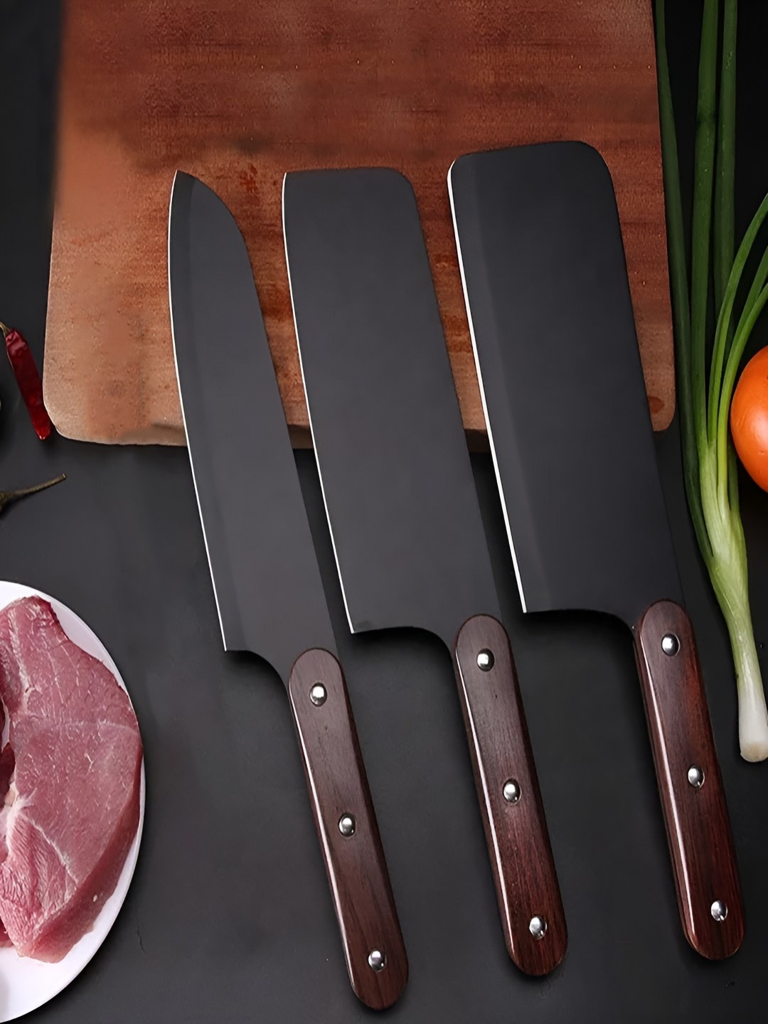 

MACHADO Black and Brown 3 Pieces Stainless Steel Knives