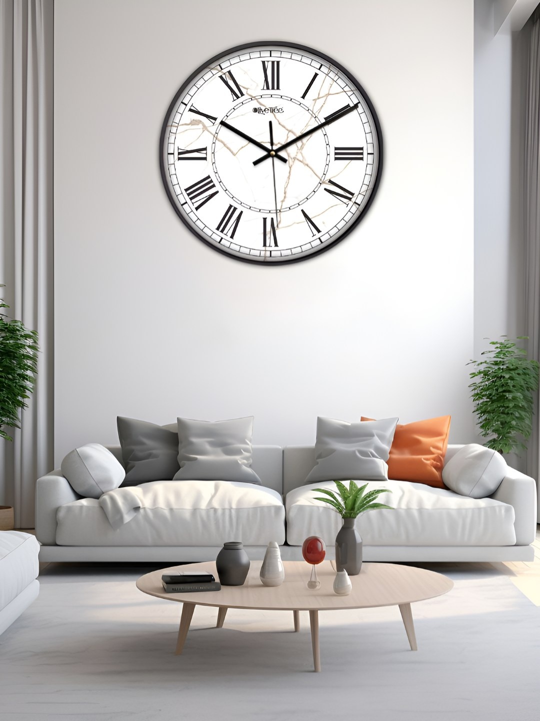 

OLIVE TREE Black & White Traditional Wall Clock