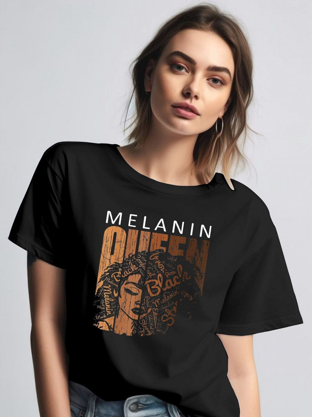 

Moda Rapido Women Printed Round Neck Tshirt, Black