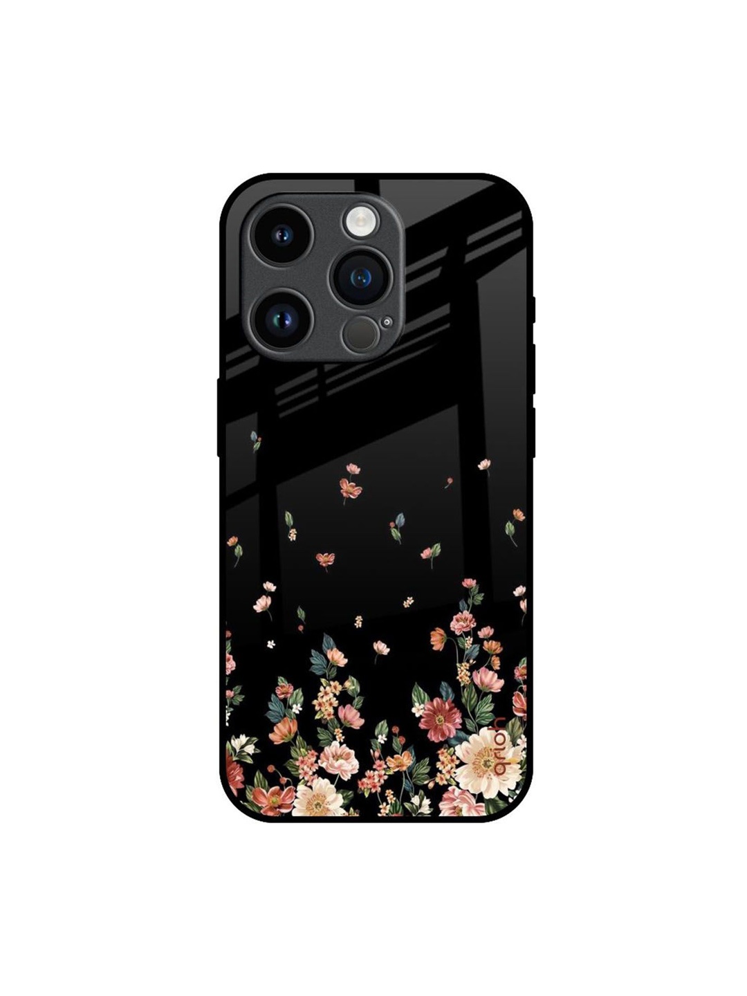 

QRIOH Floral Printed iPhone 14 Pro Back Case Mobile Accessories, Black