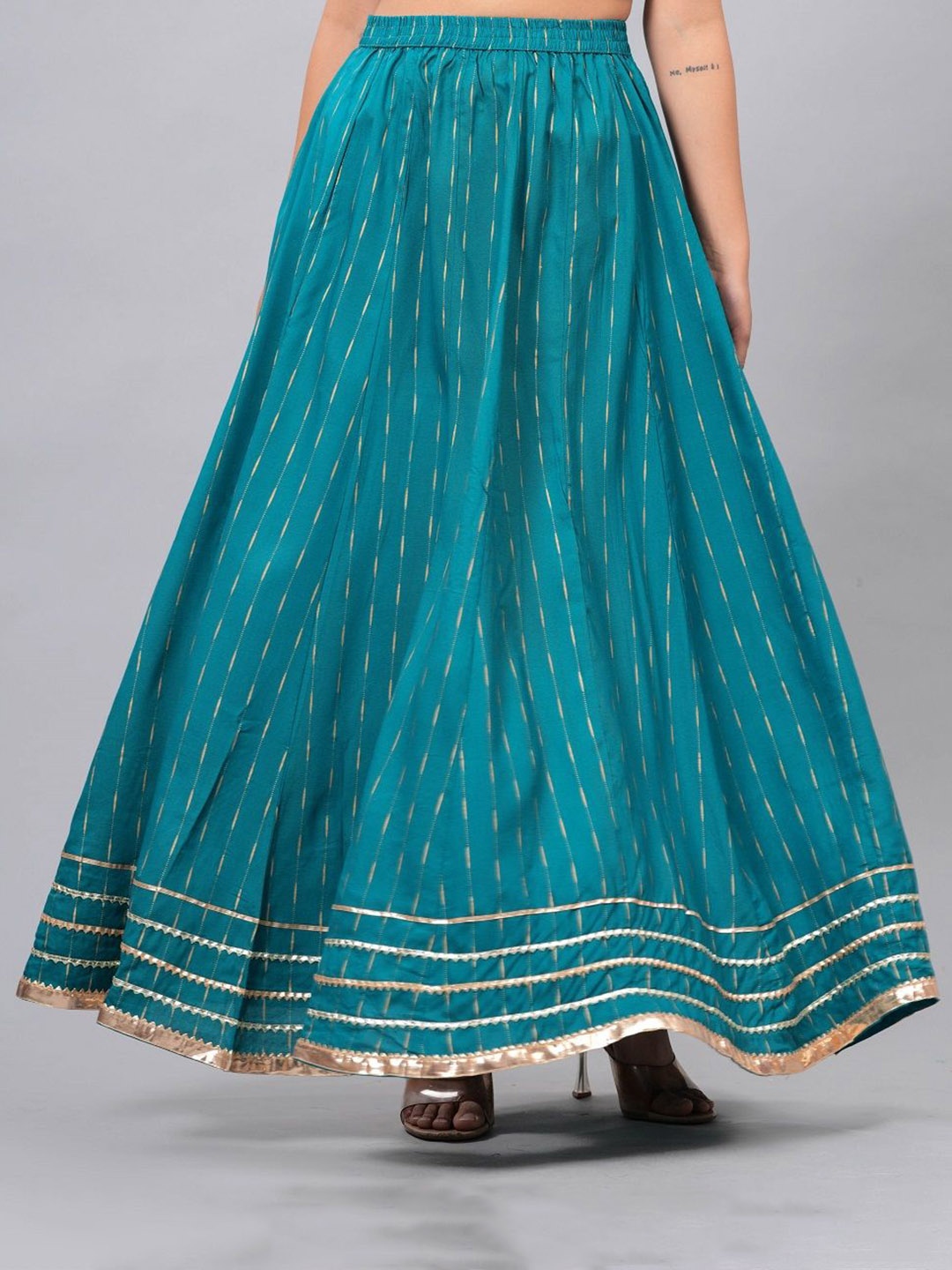 

Clothy N Wave Striped A-Line Maxi Skirt, Teal