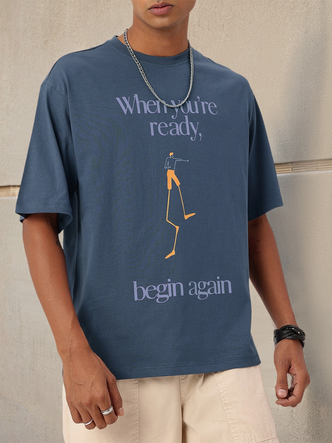 

Kook N Keech Street Ready Graphic Printed Oversized Fit T-shirt, Navy blue