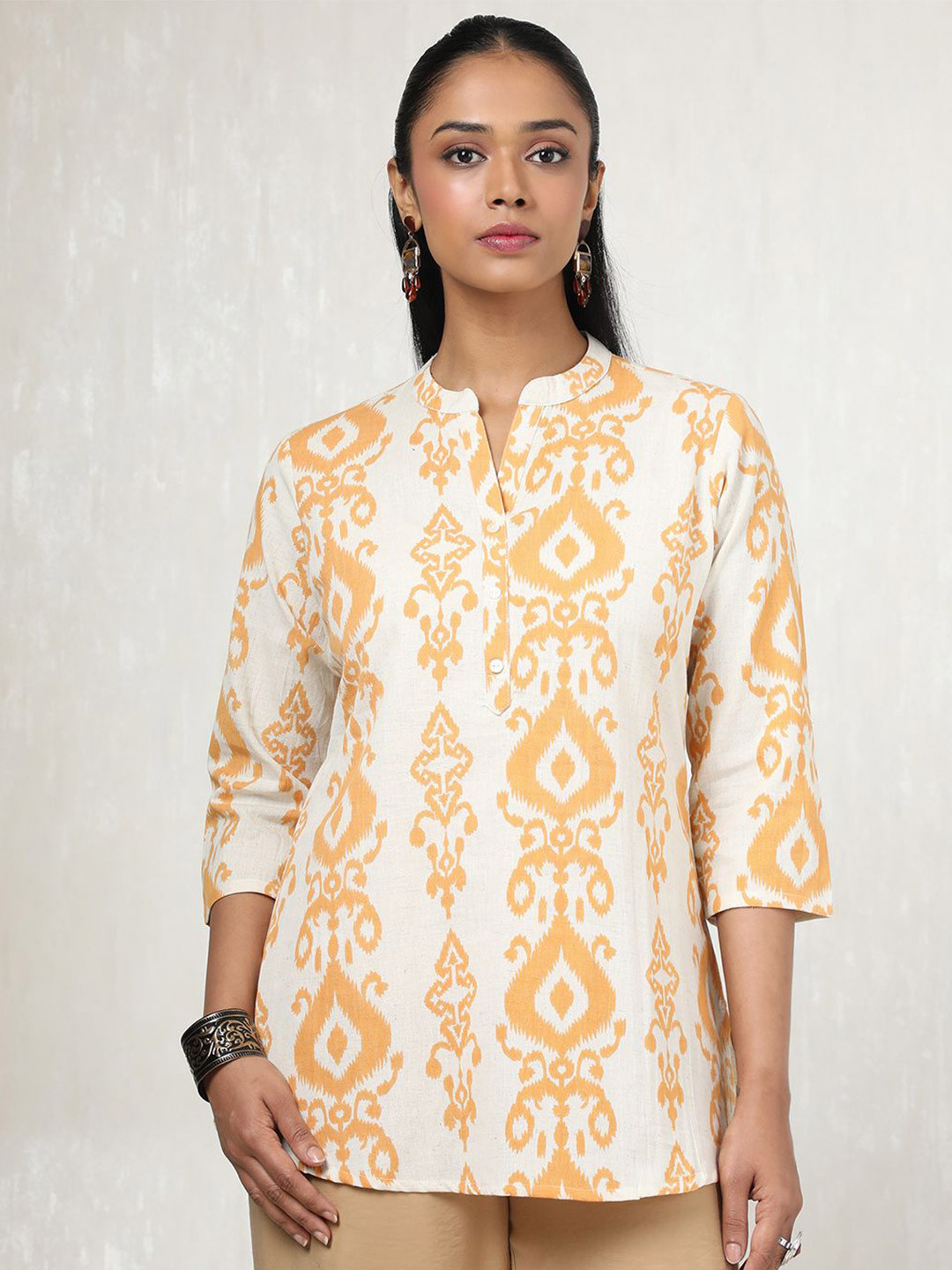 

Soch Mandarin Collar Printed Tunic, White
