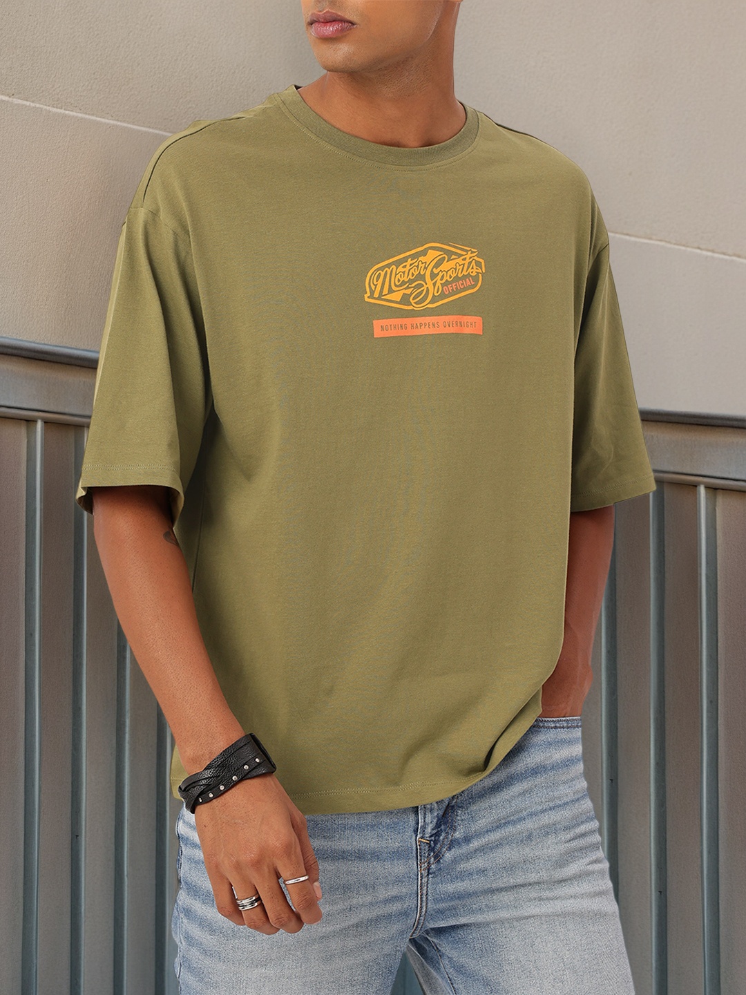 

Kook N Keech Street Rebel Printed Oversized Fit T-shirt, Olive