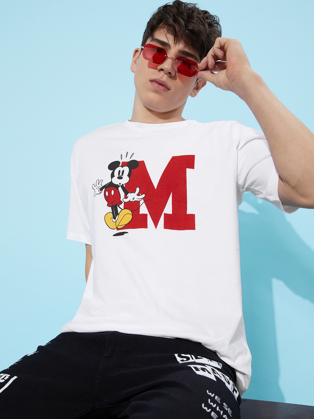 

Kook N Keech Disney Printed Drop-Shoulder Sleeves Pure Cotton Oversized T-shirt, White