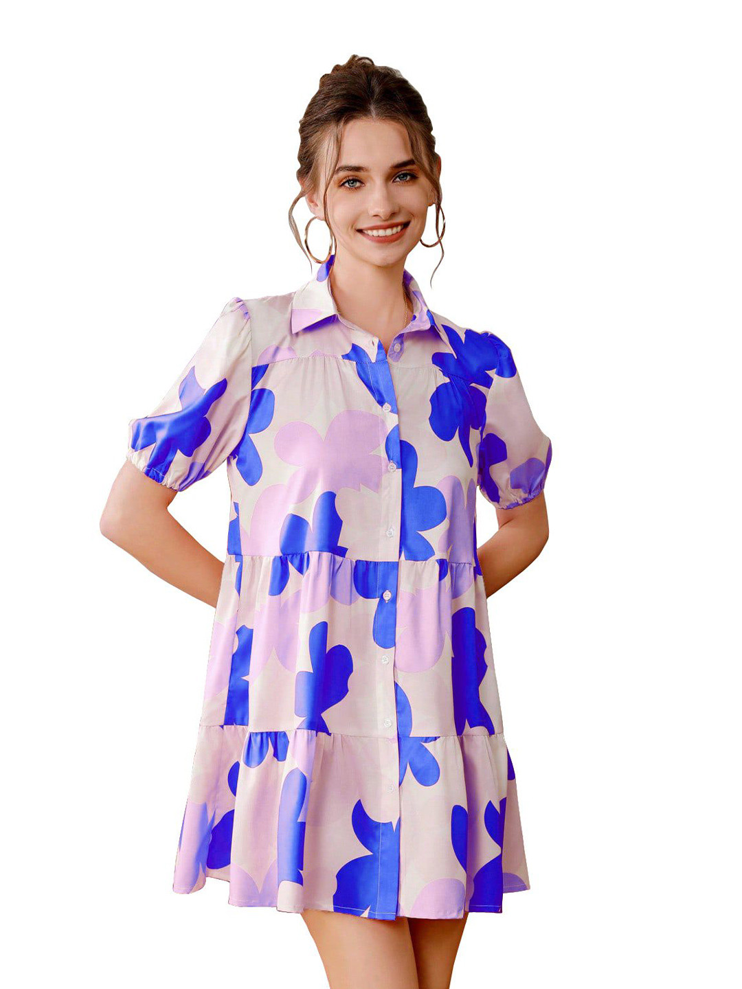 

Sugathari Floral Print Ruffled A-Line Midi Dress, Blue