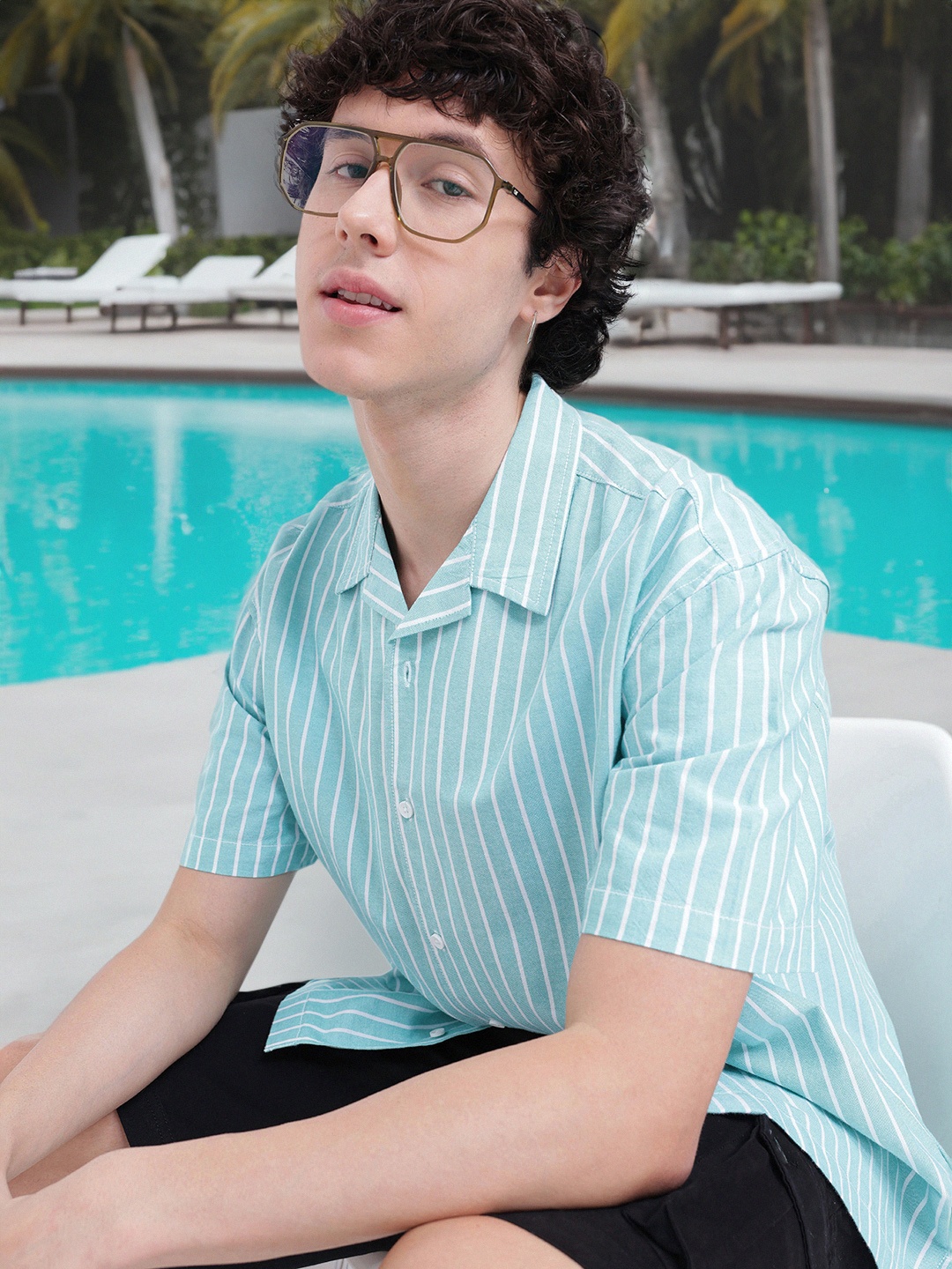 

Kooch N Keech Aquaholic Striped Relaxed Shirt, Turquoise blue