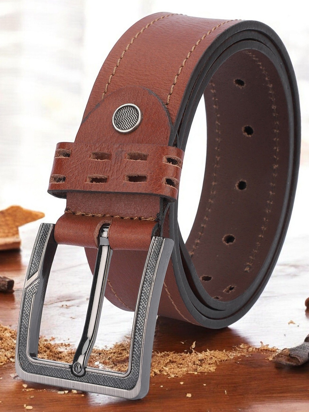 

The Roadster Lifestyle Co Genuine Leather Casual Belt, Tan