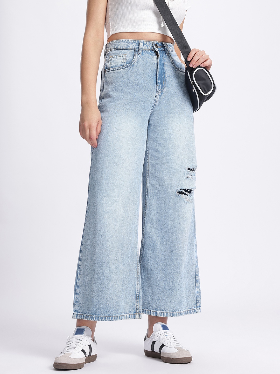 

glitchez Women Loose & Lively Baggy Wide Leg Jeans, Blue