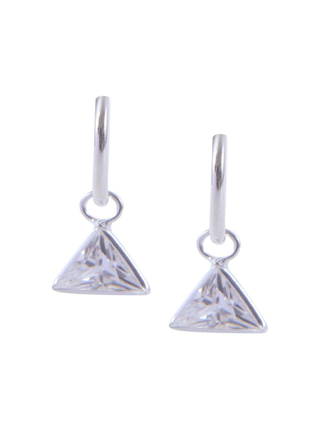 

Abhooshan 92.5 Sterling Silver Silver-Plated Cubic Zirconia Triangular Hoop Earrings, White