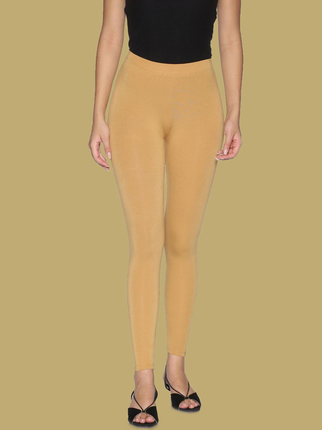 

TWIN BIRDS Women Viscose Blend Solid Sand Storm Ankle Length Legging, Beige