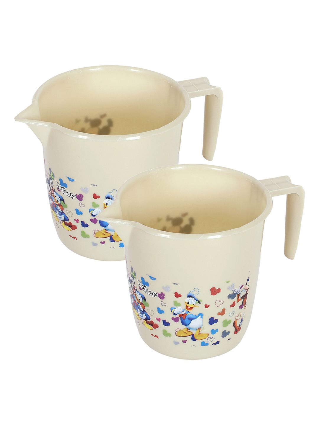 

Kuber Industries Beige & Blue 2 Pieces Floral Printed Bath Mugs 1 L Each