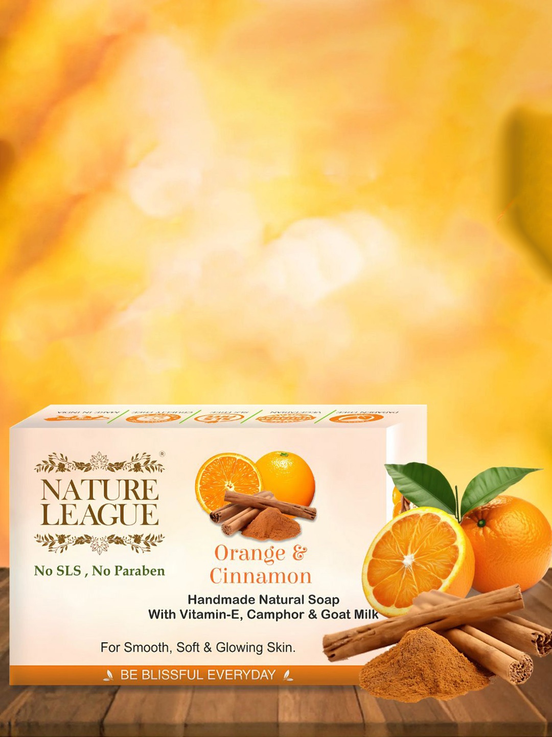 

NATURE LEAGUE Set Of 3 Orange & Cinnamon Natural Handmade Soap- 100 g Each