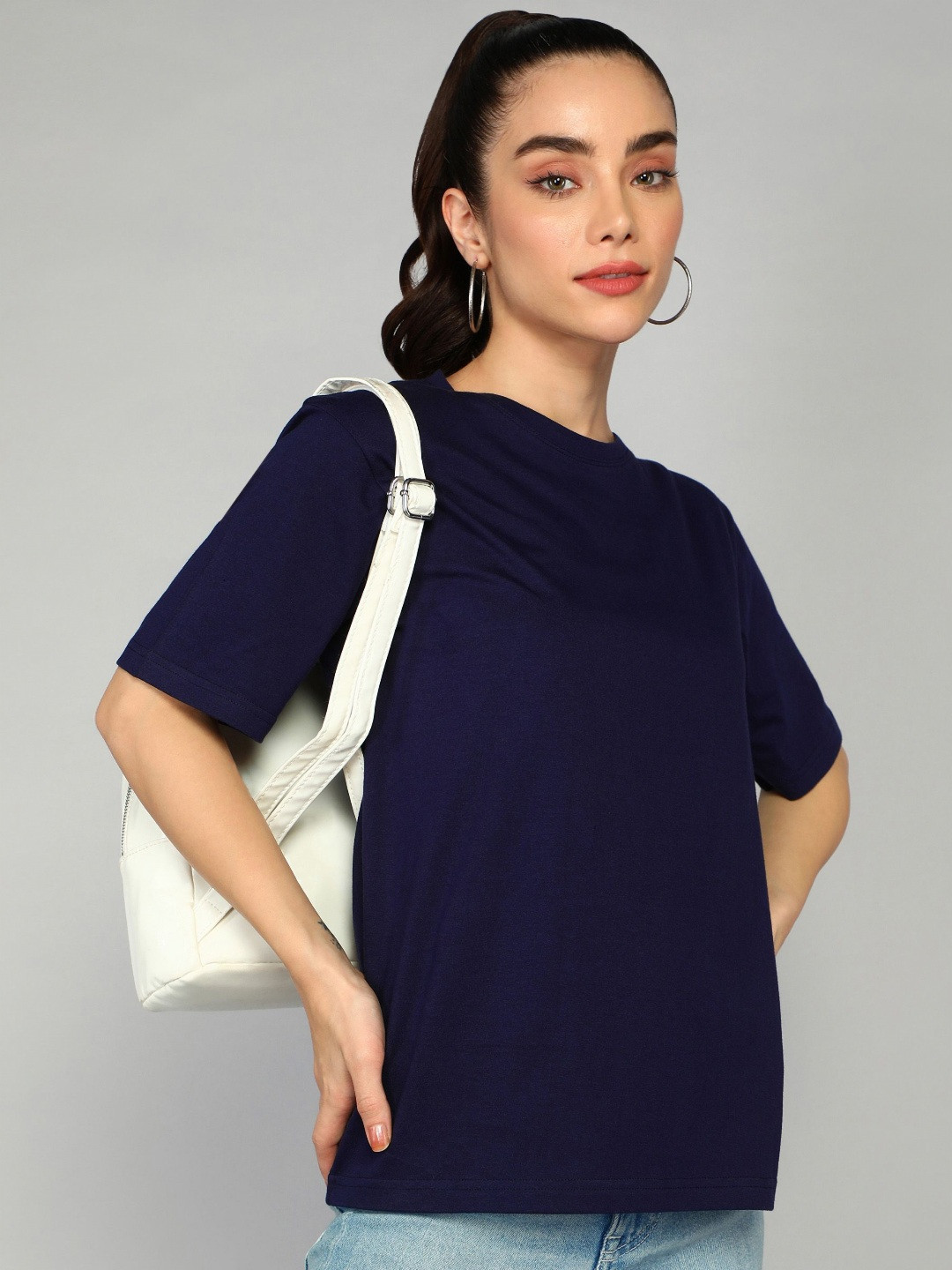 

Metronaut Women Extended Sleeves Pockets T-shirt, Navy blue