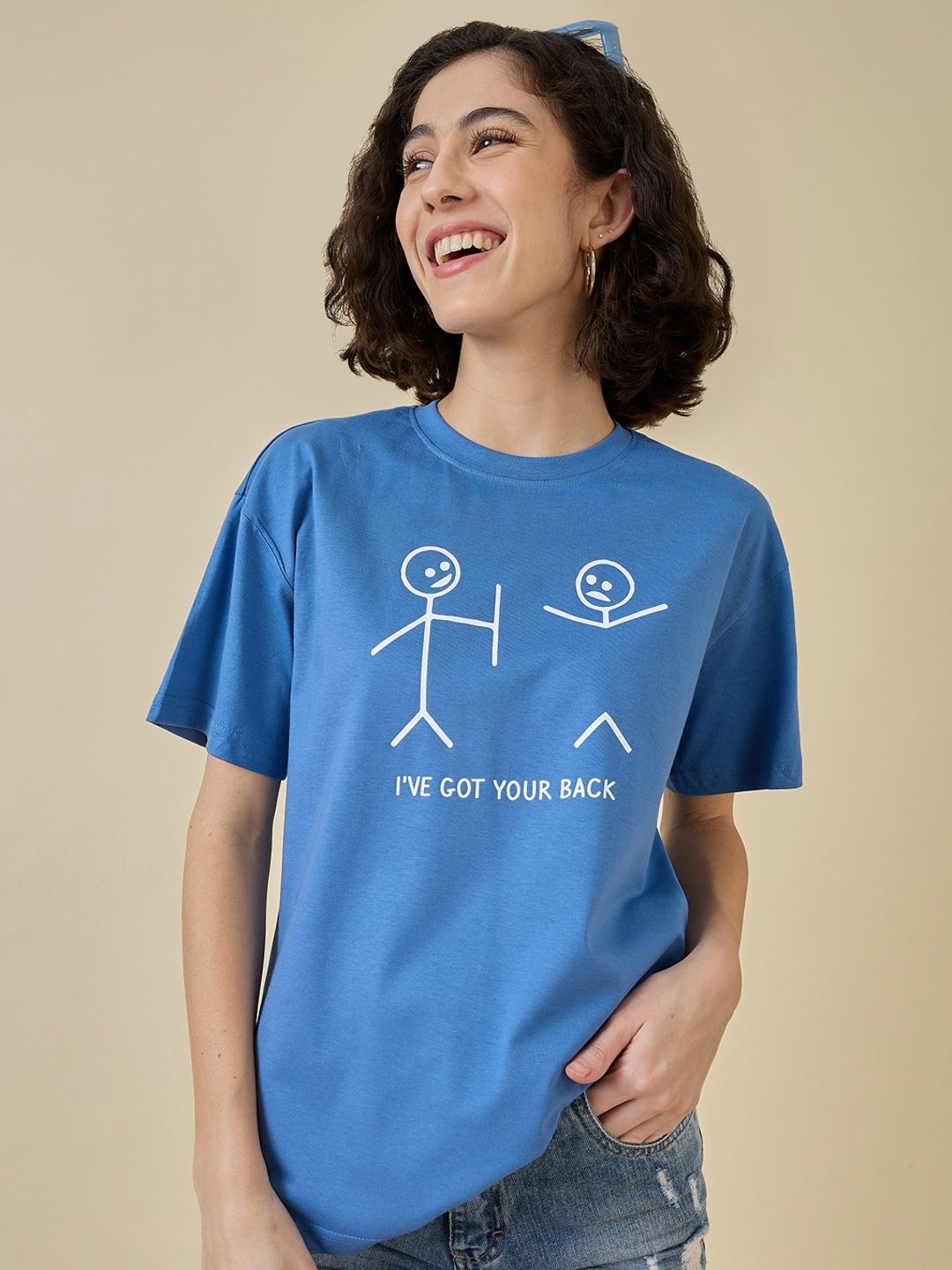 

Mast & Harbour Women Printed Applique T-shirt, Blue