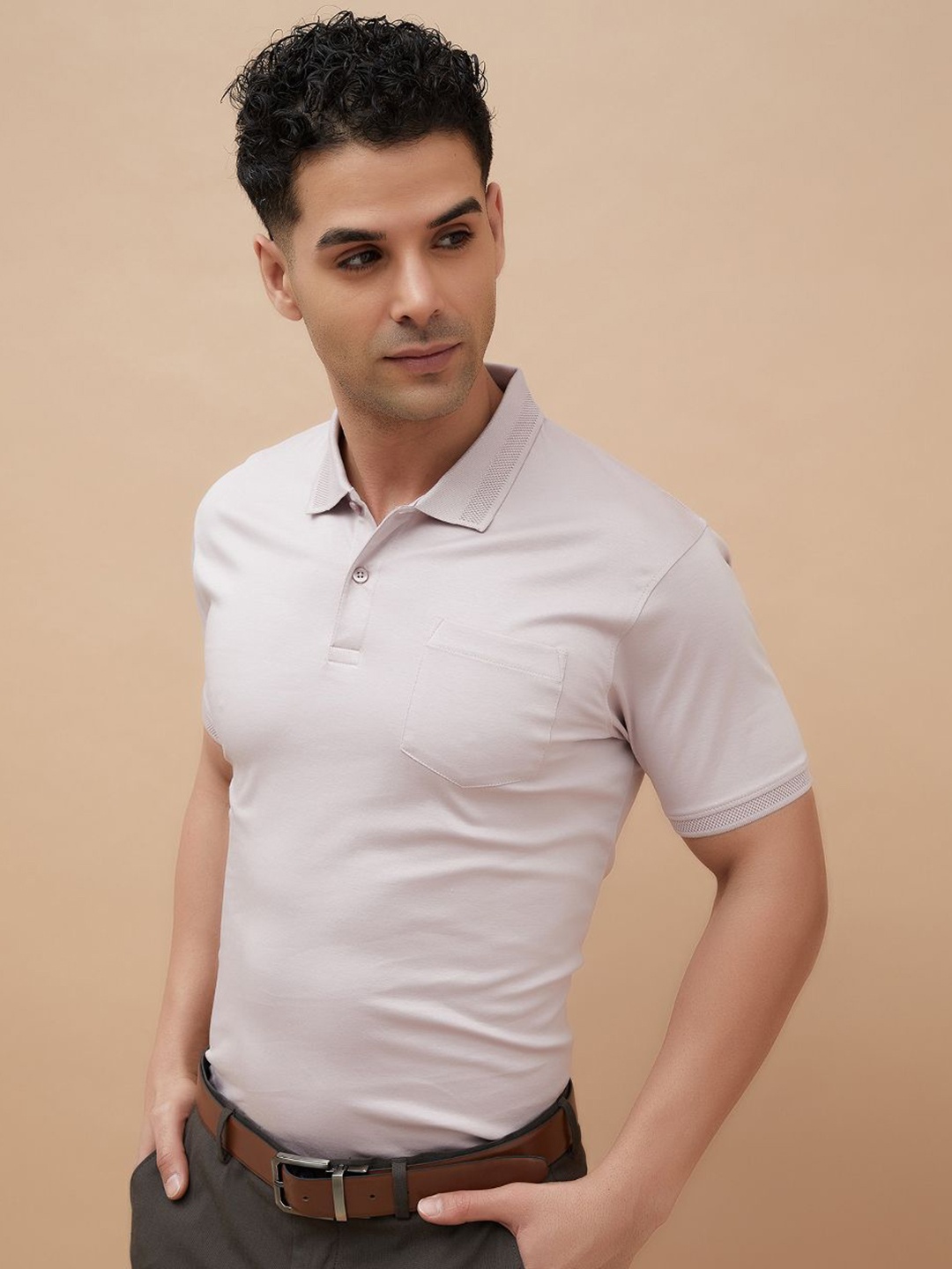 

CODE by Lifestyle Men Polo Collar T-shirt, Pink