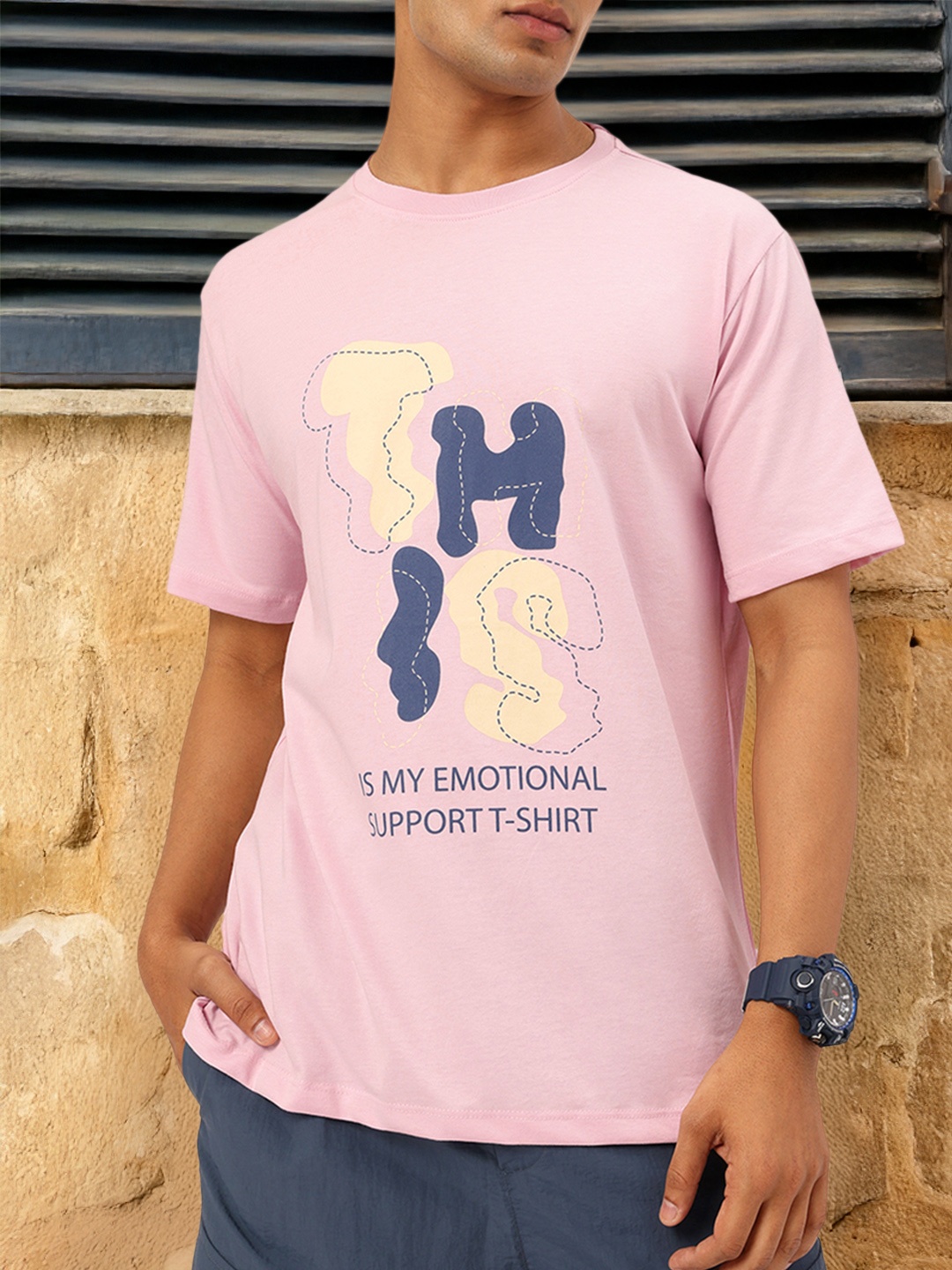 

Kook N Keech Vibe Check Typo Print T-shirt, Pink