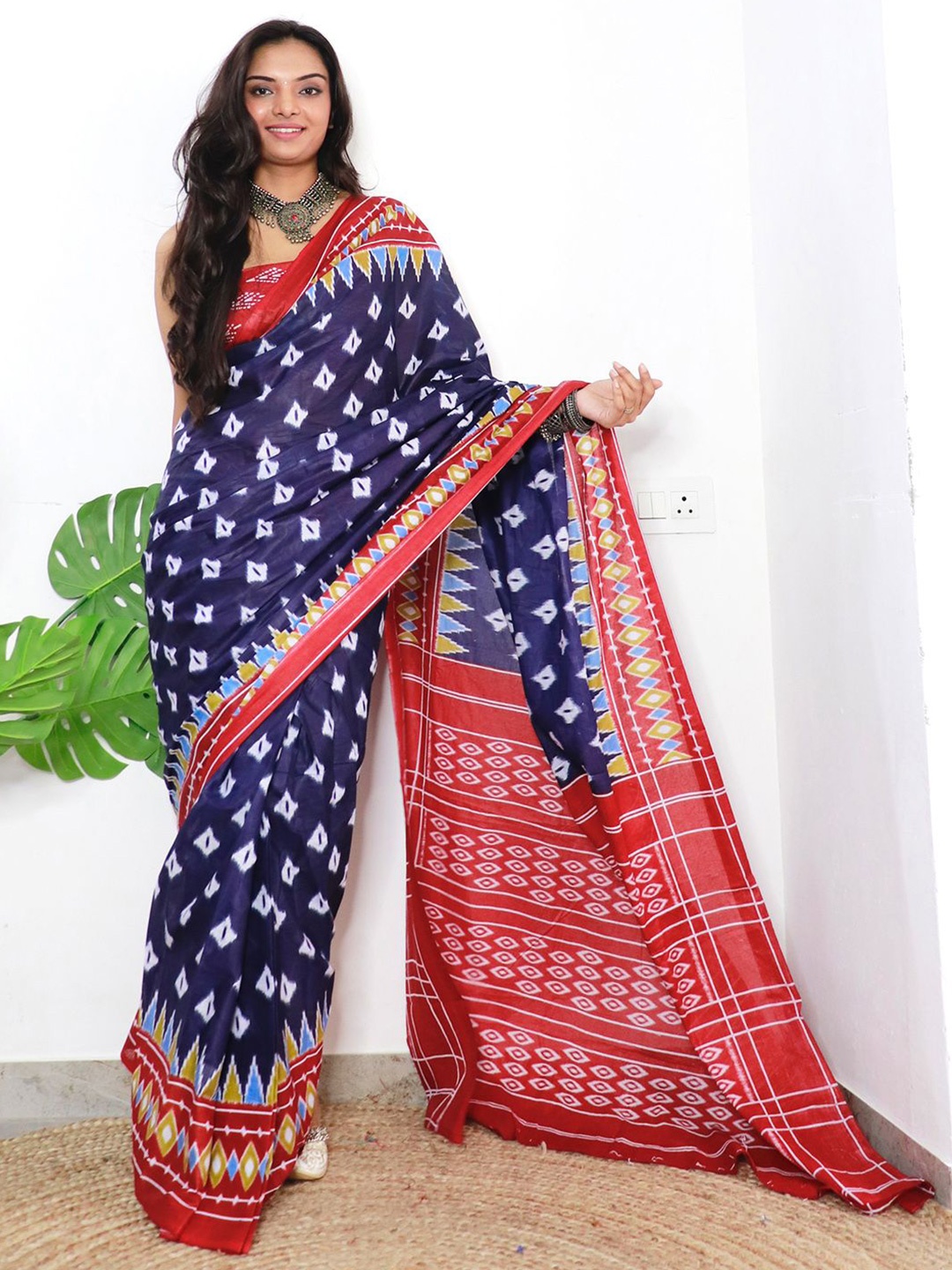 

Anouk Rustic Bandhani Bagh Saree, Navy blue