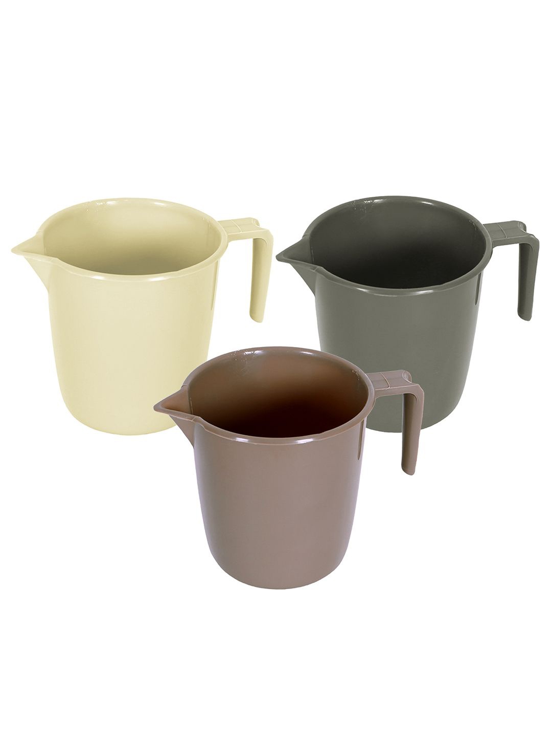 

Kuber Industries Beige & Grey 3 Pieces Glossy Bath Mugs 1L Each