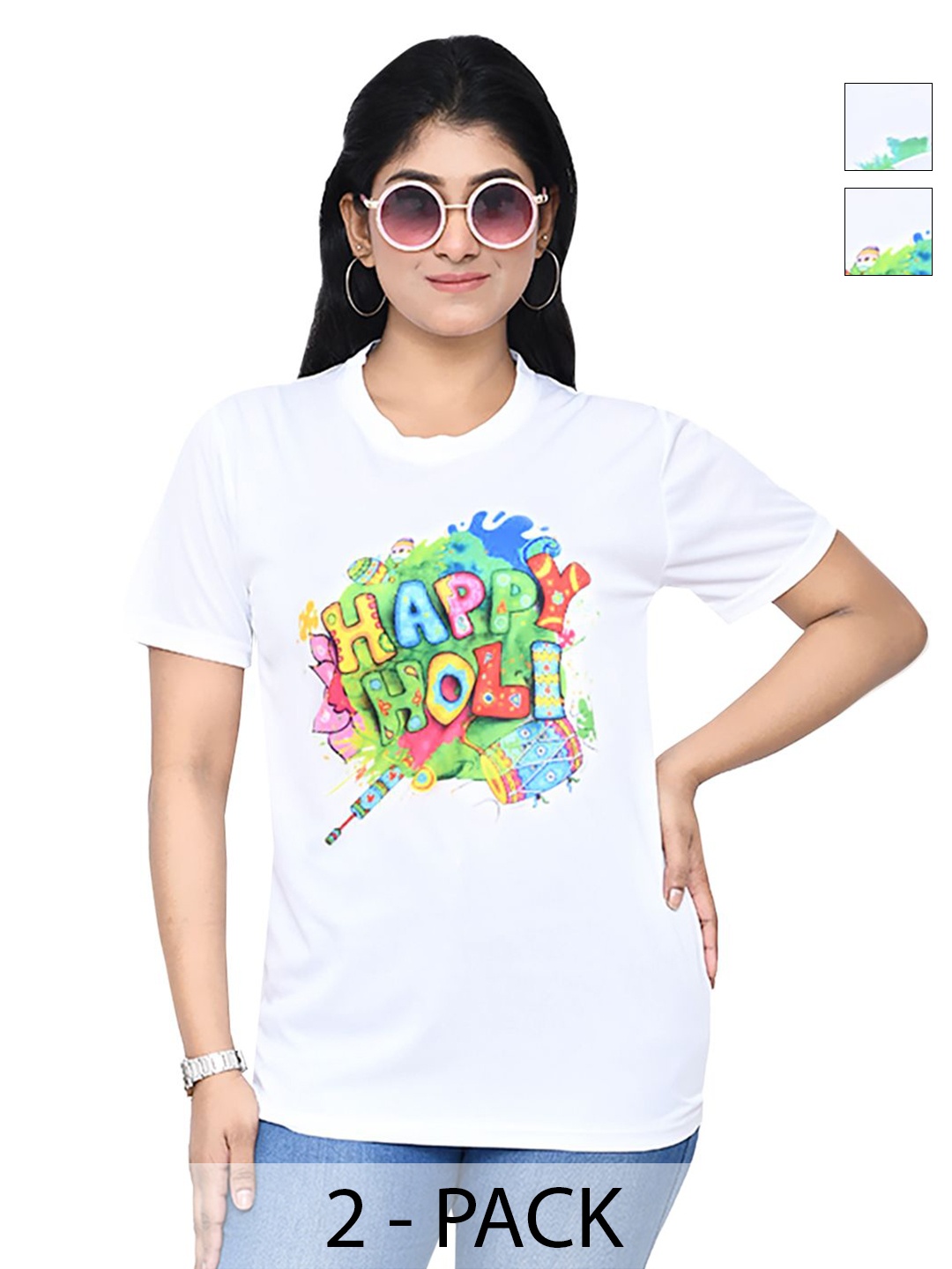 

RAPL Women 2 Printed Applique T-shirt, White