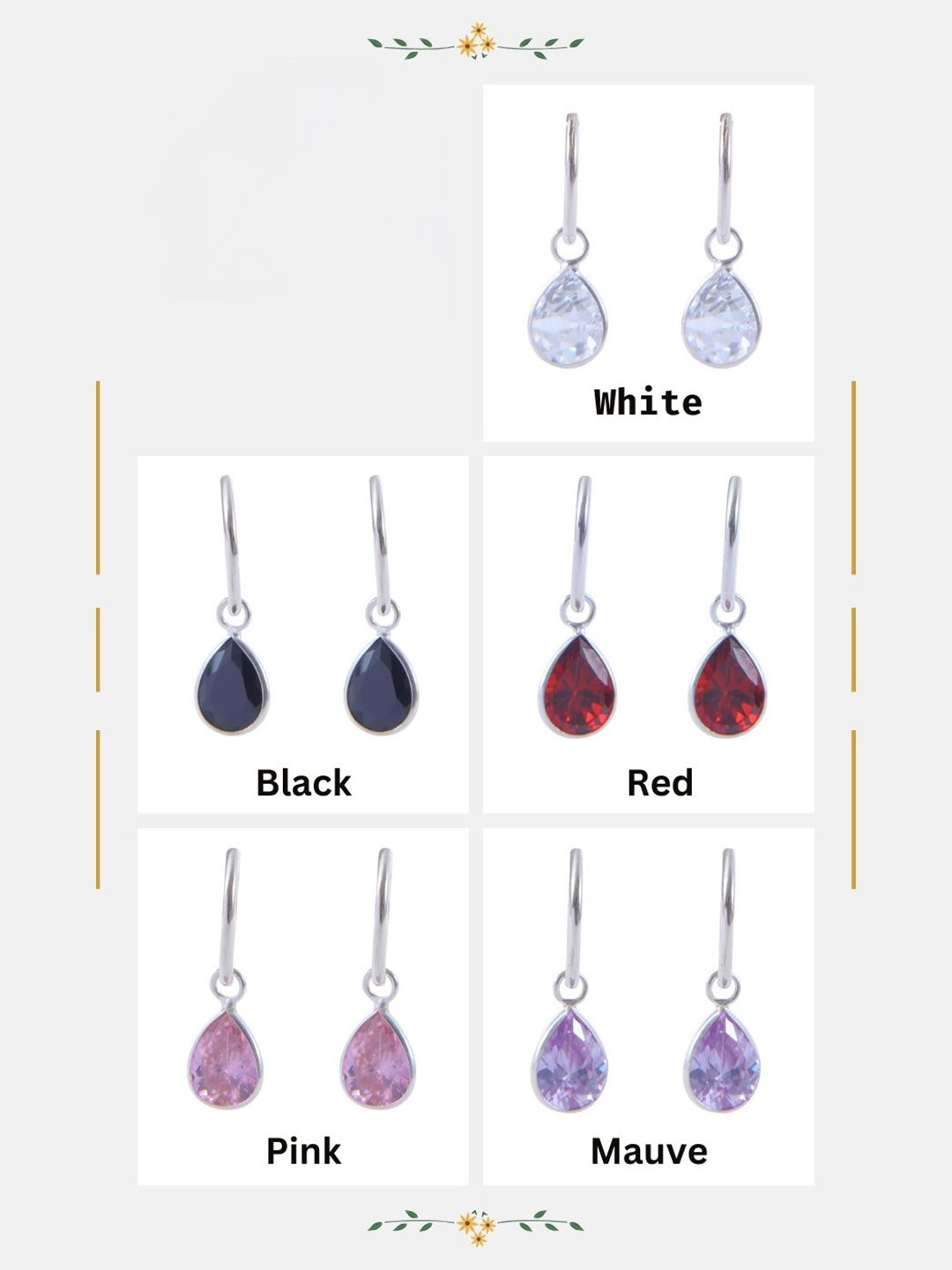 

Abhooshan 92.5Sterling Silver Plated Cubic Zirconia Studded Teardrop Shaped Drop Earrings, White