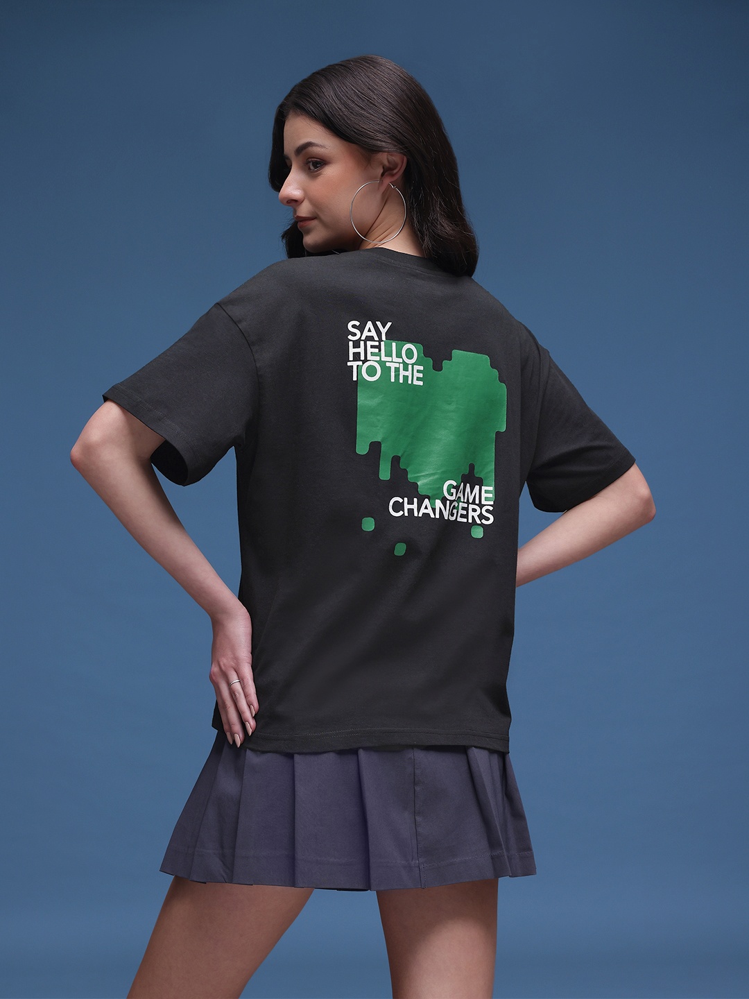 

glitchez Graphic Grit Drop-Shoulder Relaxed T-shirt, Black