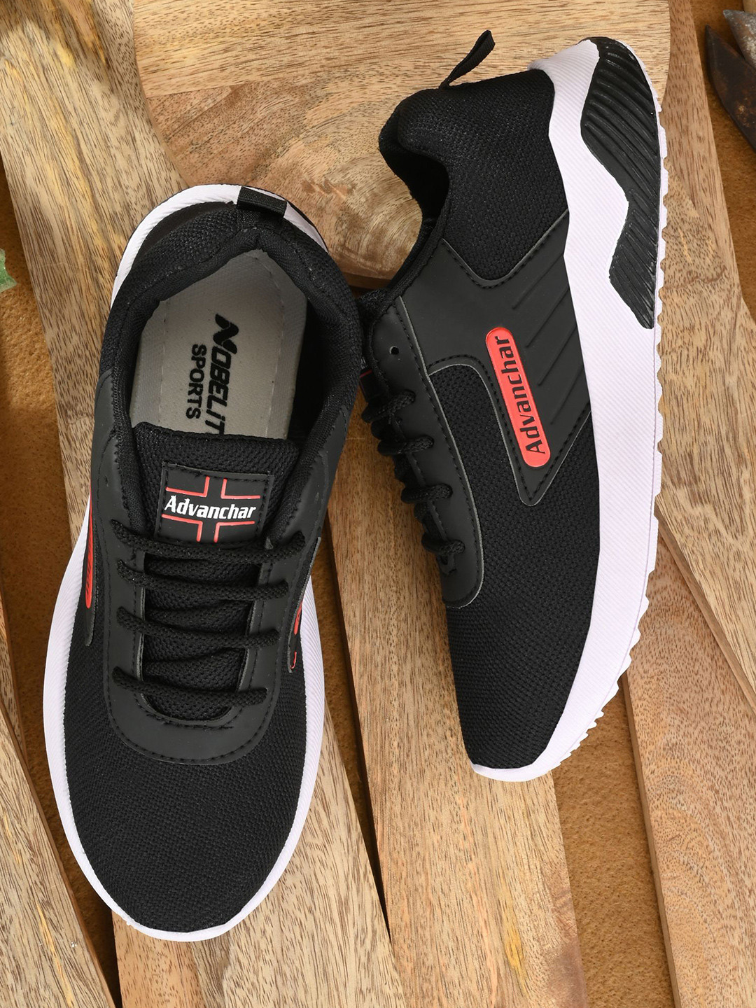

NOBELITE Men Running Non-Marking Shoes, Black