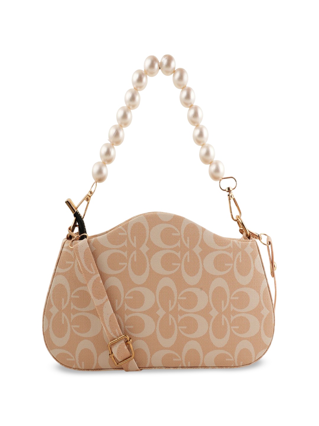 

Flingo Leather Structured Handheld Bag, Beige