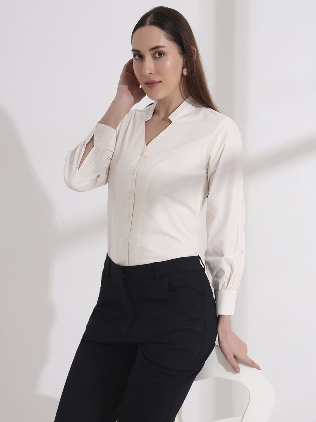 

All About You Formals Women Opaque Formal Shirt, Cream