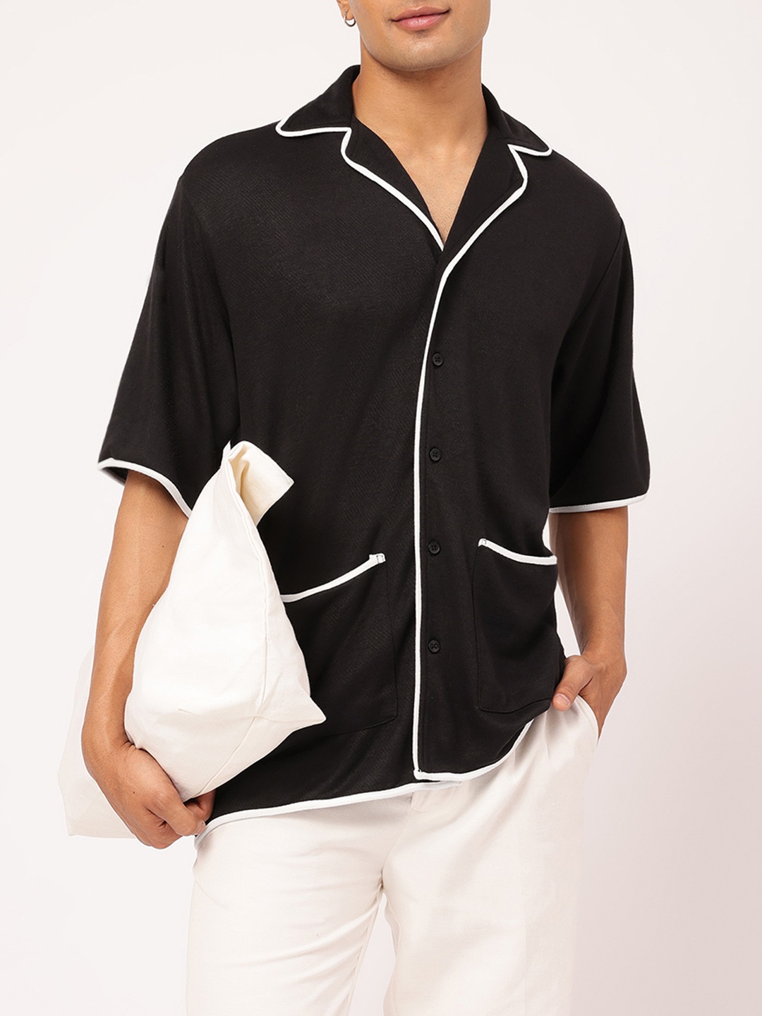 

Kook N Keech Classic And Cool Lapel Collar Relaxed Shirt, Black
