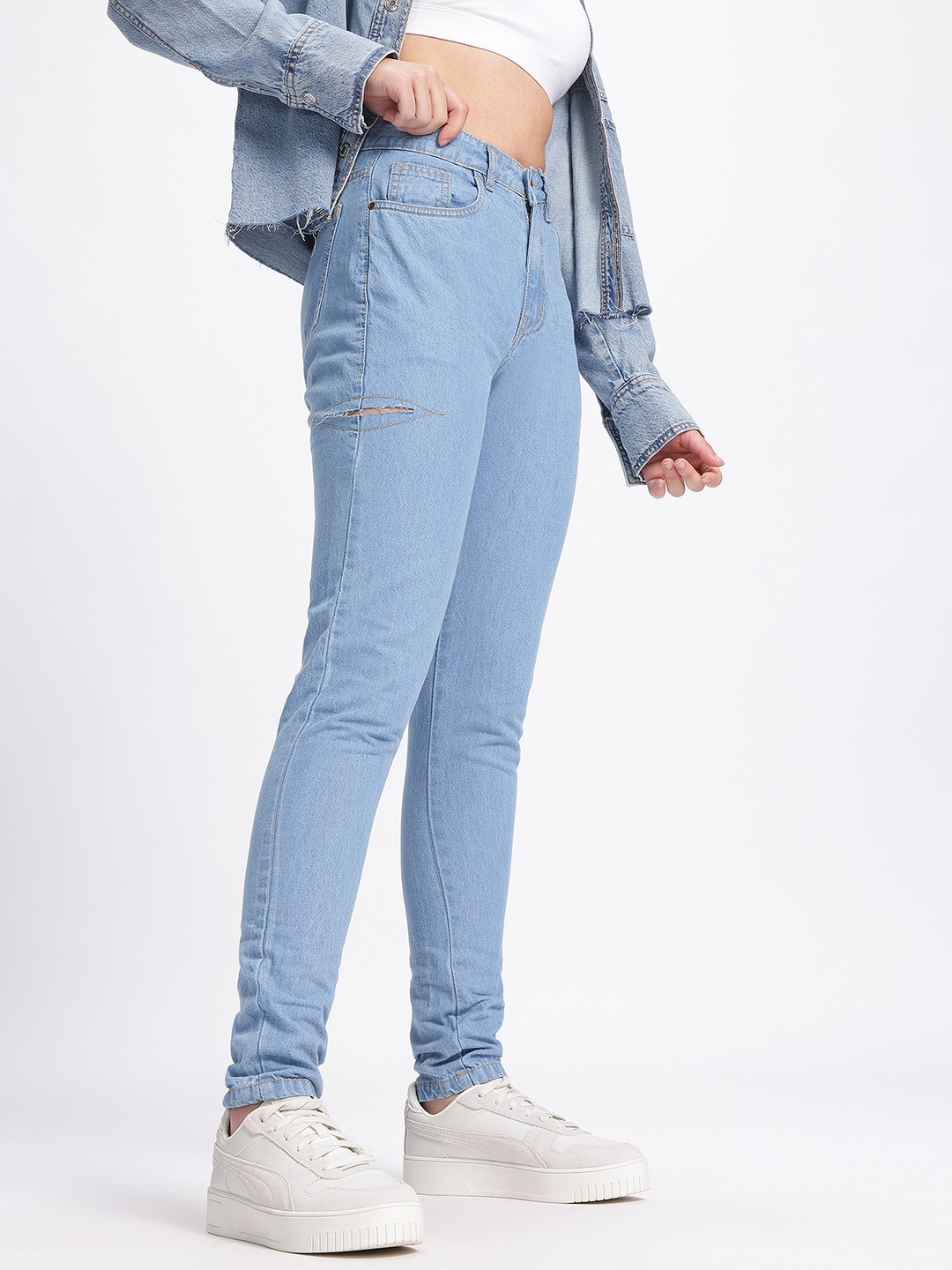 

glitchez Women Mom Fit Jeans, Blue