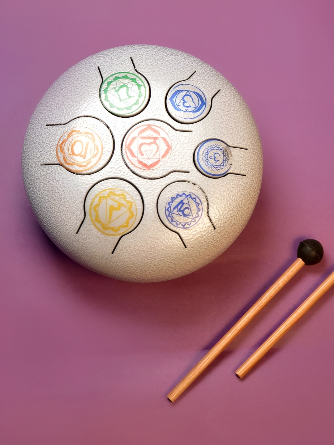 

Seetara White & Blue Medium 7 Chakra Harmony Tongue Drum For Chakra Healing