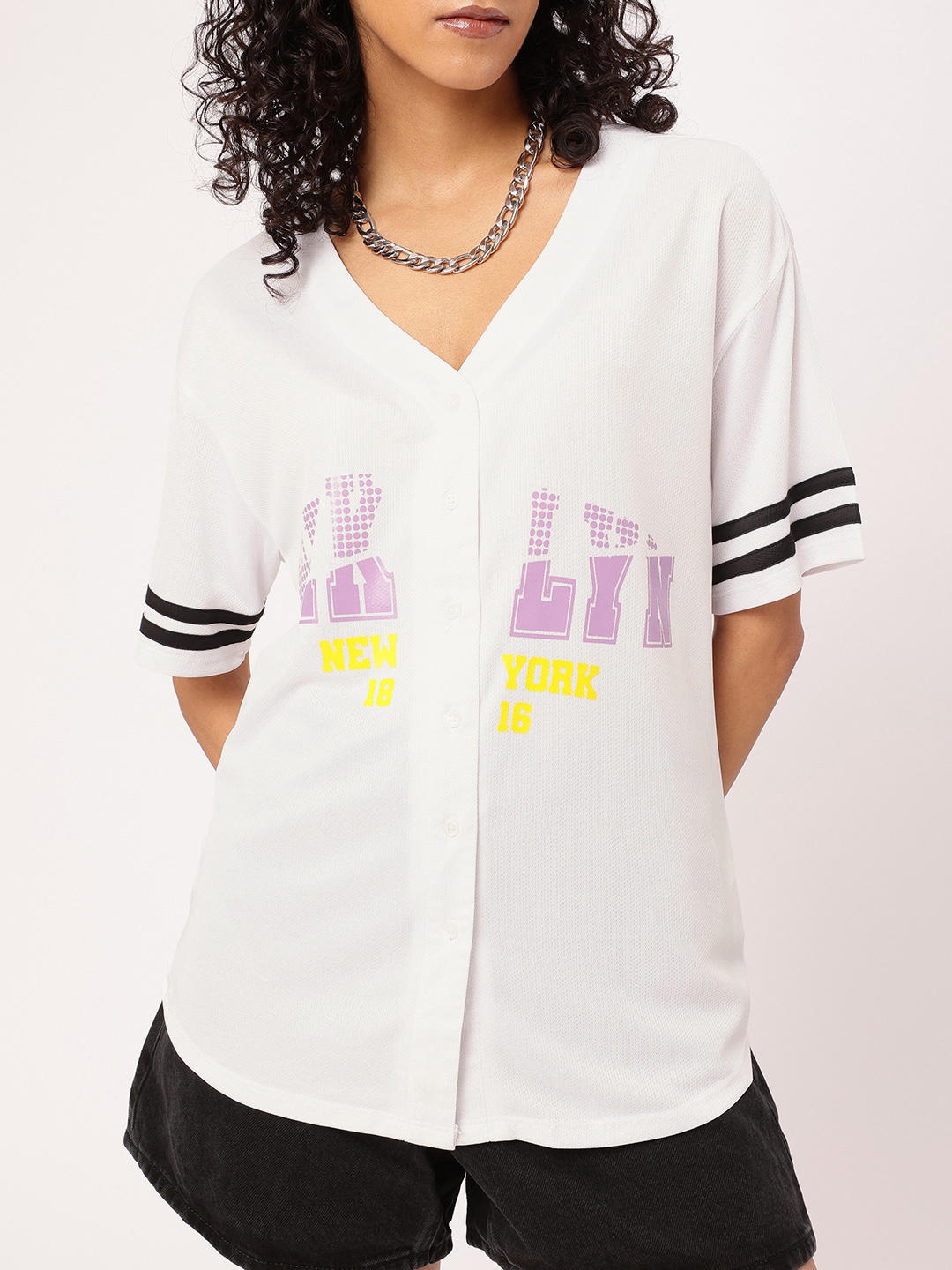 

Classic Varsity Vibes Printed Oversized T-shirt, White