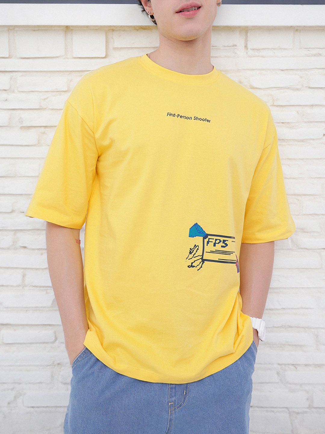 

Kook N Keech Striking Bright Printed Oversized T-shirt, Yellow