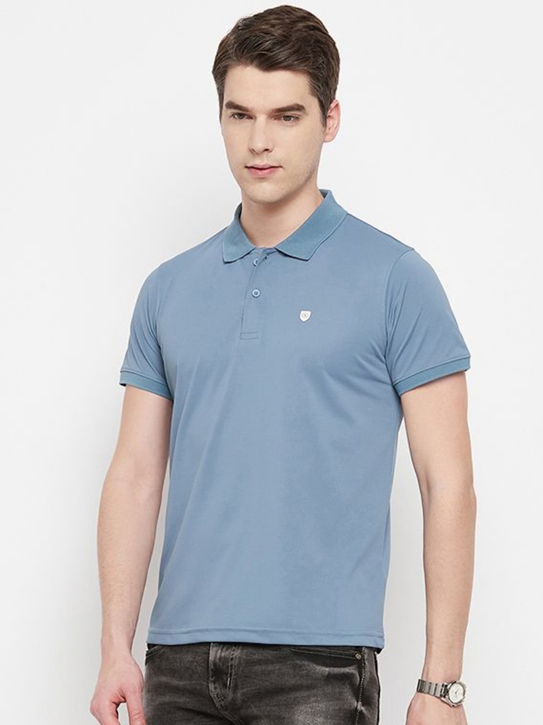 

OGEN Men Polo Collar Pockets T-shirt, Navy blue