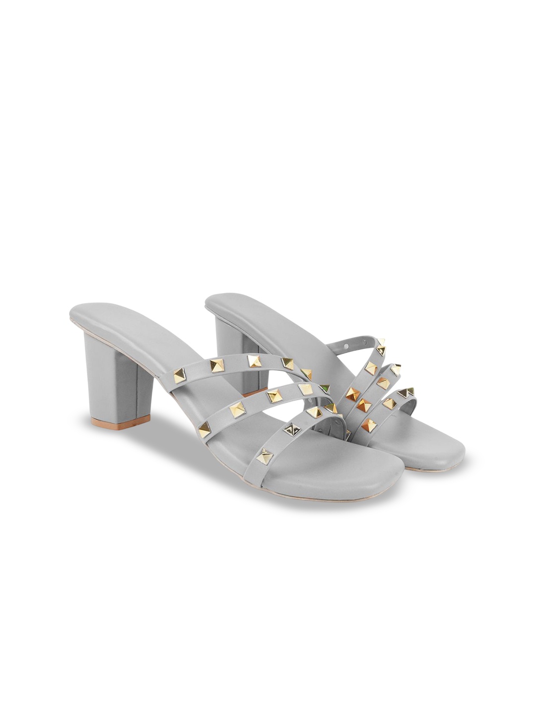 

TRYME Ethnic Block Sandals, Grey