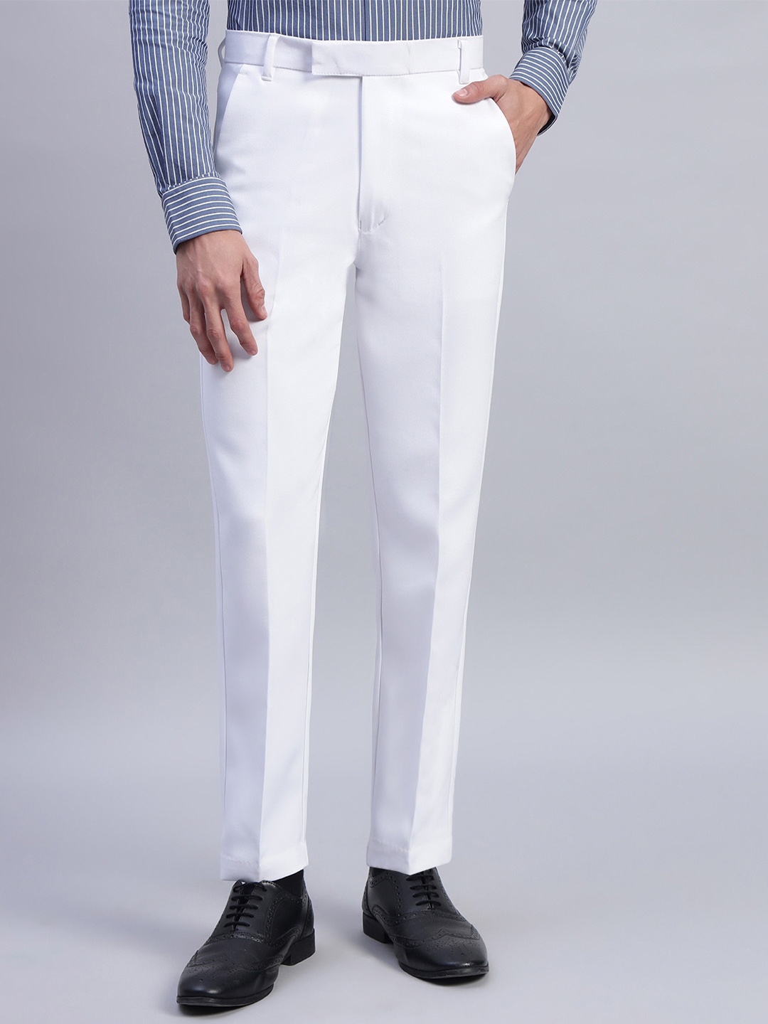 

AXNIS Men Ultra Slim Fit Trousers, White