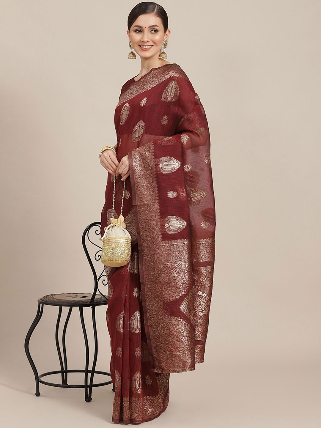 

Anouk Rustic Woven Design Zari Banarasi Saree, Maroon